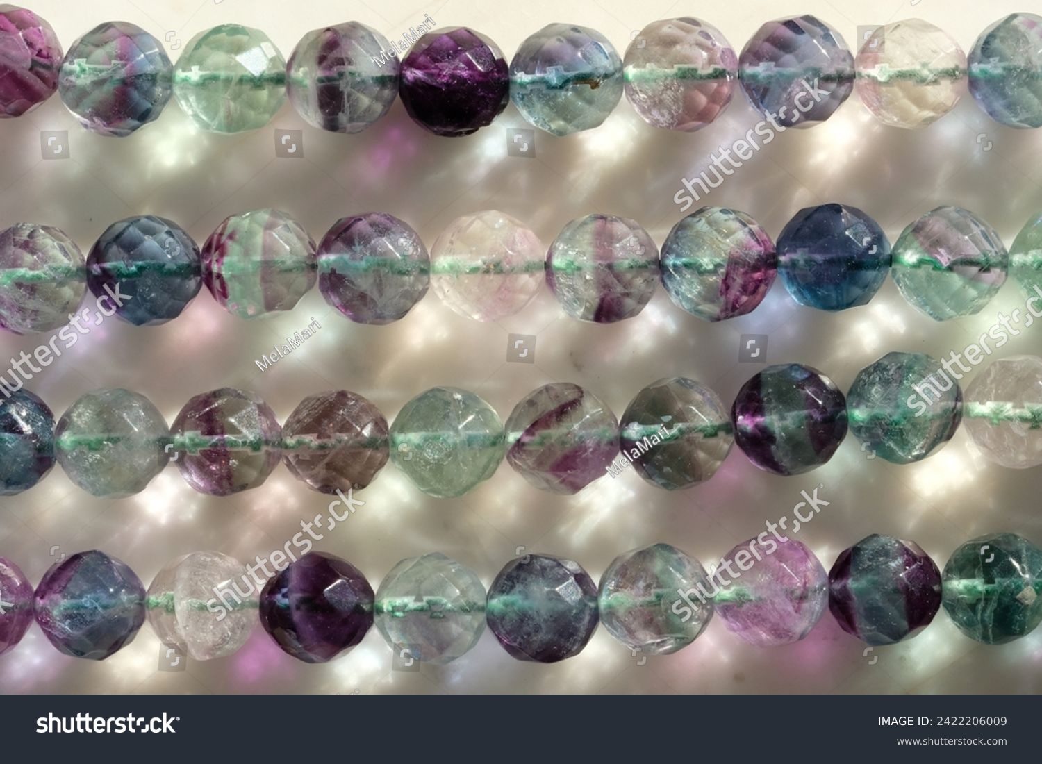 Faceted beads made of natural fluorite. #2422206009