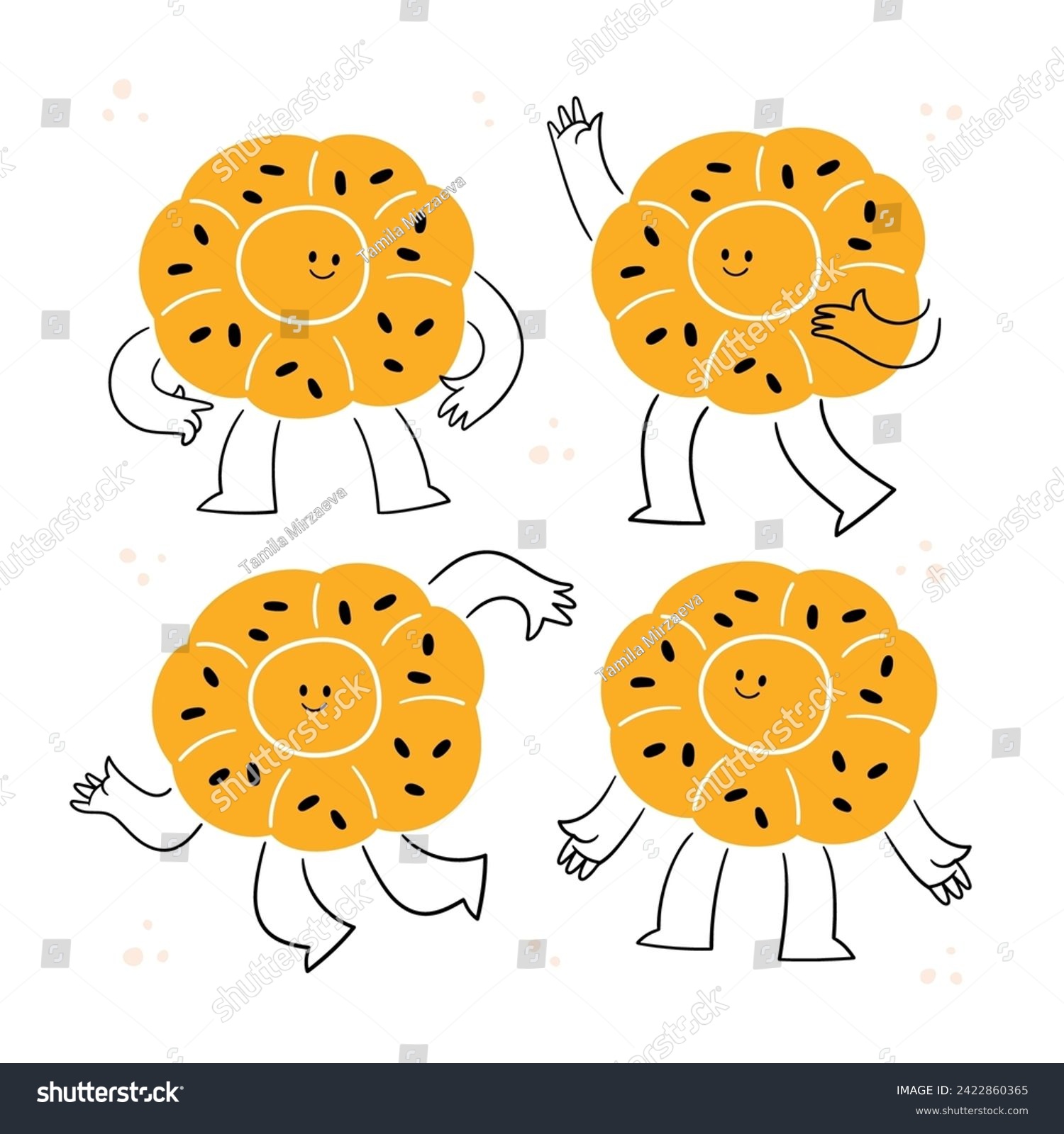 Flatbread vector illustrations set — Uzbek bread - Royalty Free Stock ...