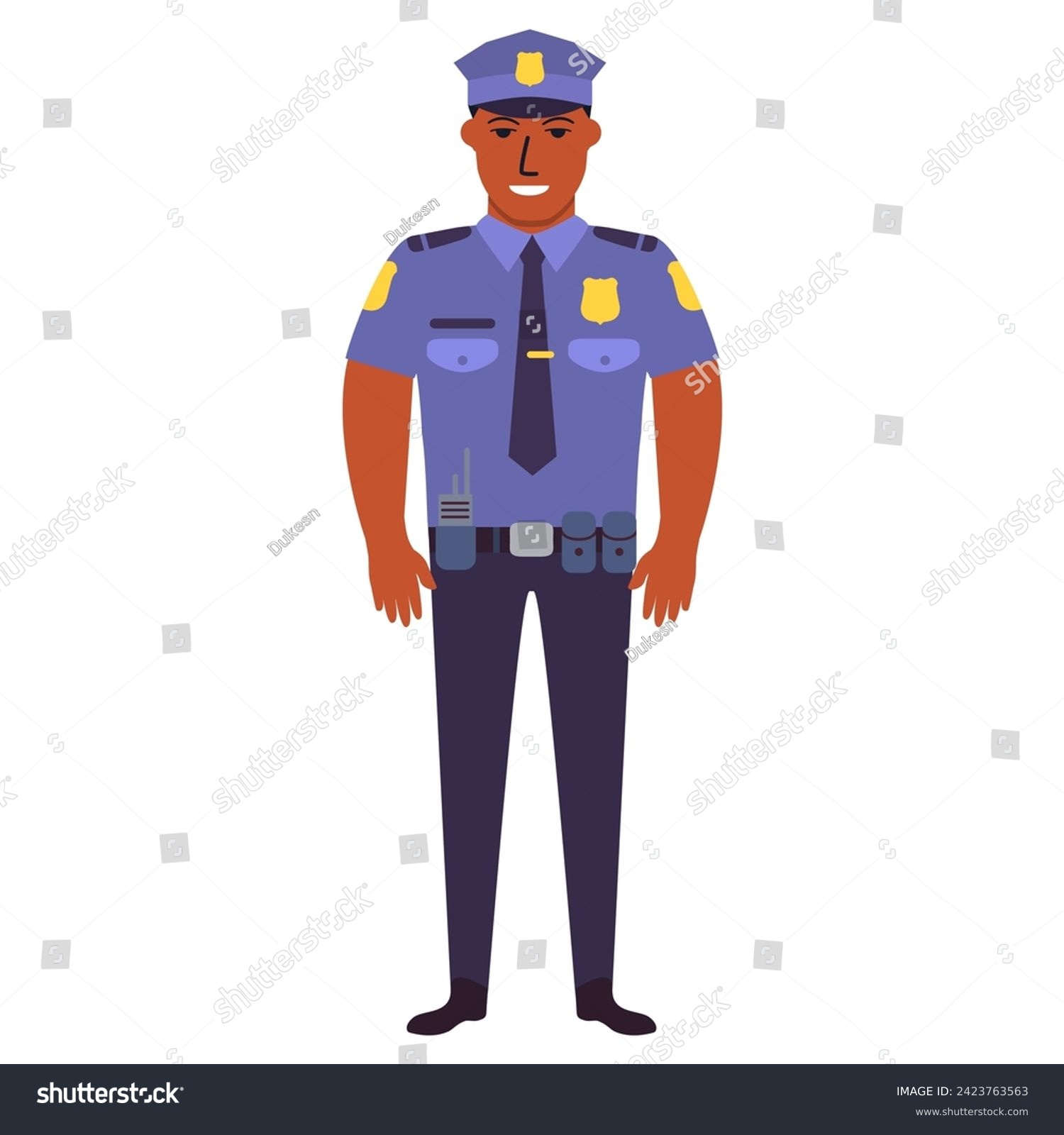 Police officer african americans.Standing - Royalty Free Stock Vector ...