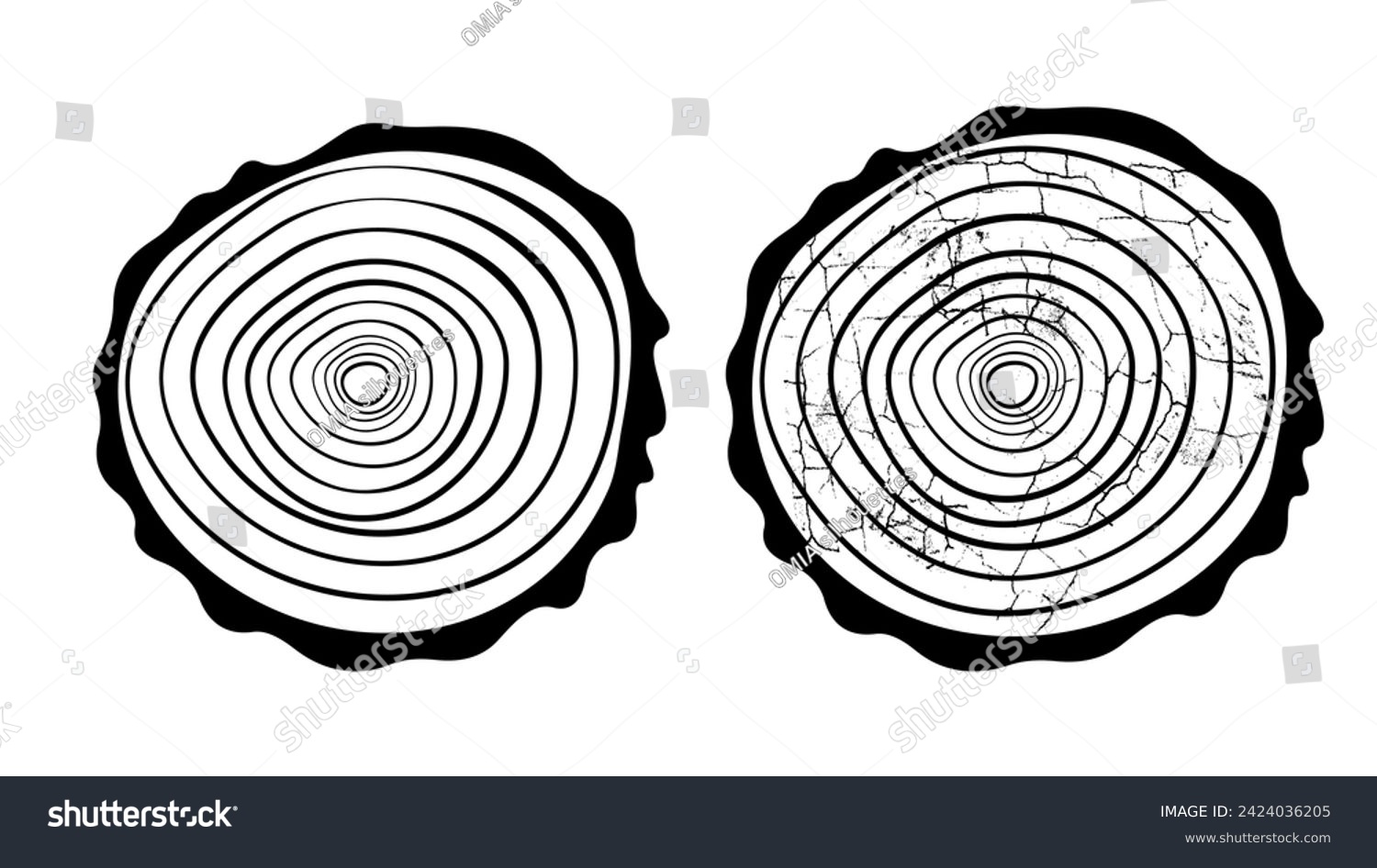 Tree log, wood growth rings, black isolated - Royalty Free Stock Vector 2424036205 - Avopix.com