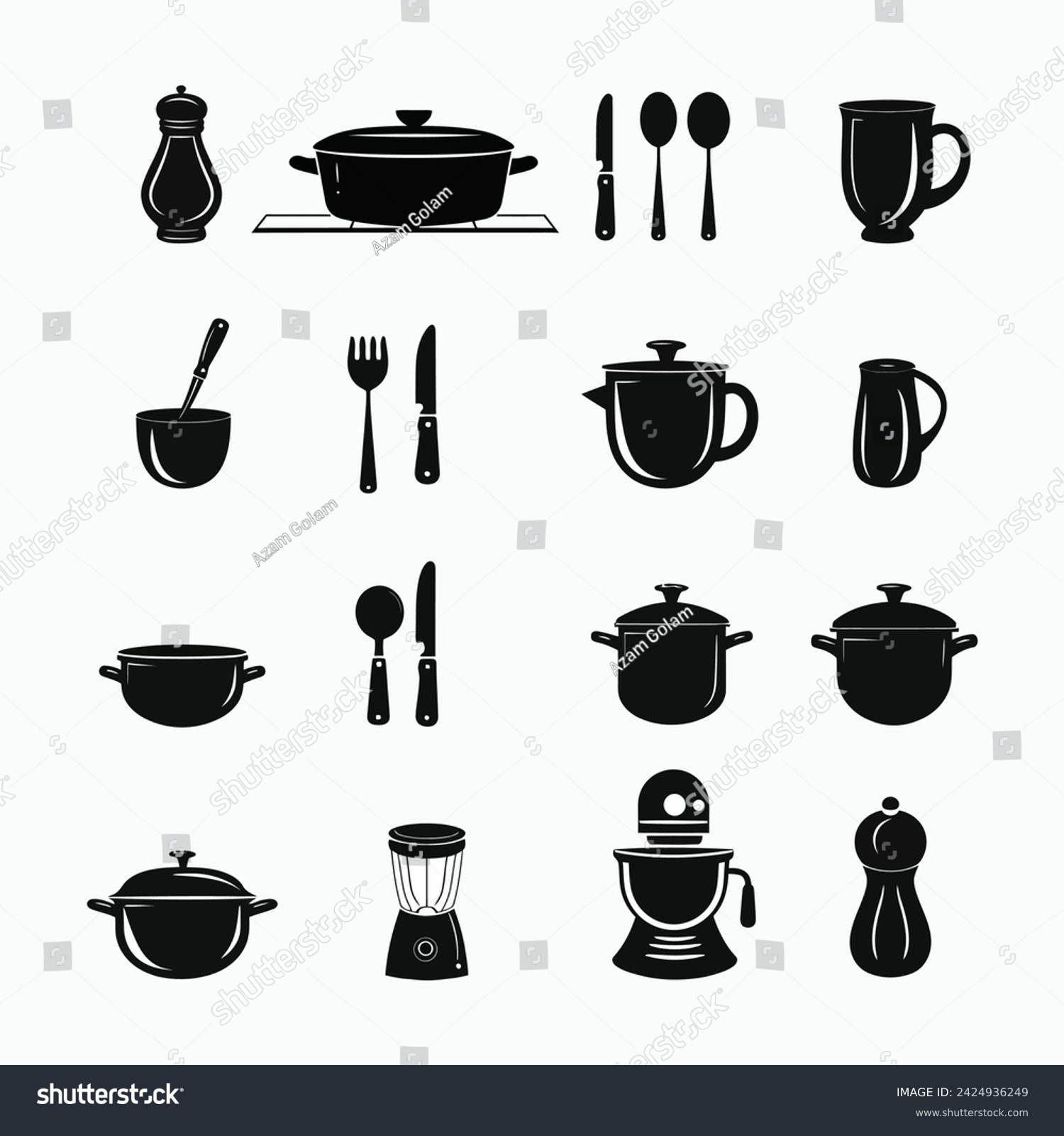 Culinary Silhouettes The Art of Kitchen - Royalty Free Stock Vector ...