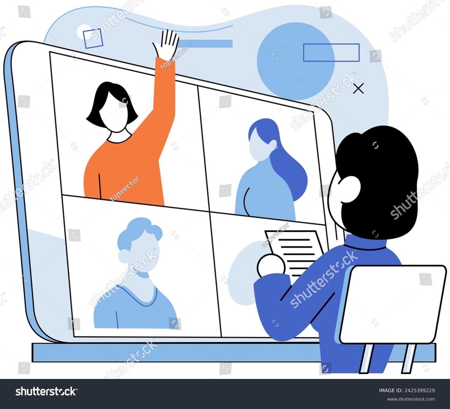 Video conference. Vector illustration. The video - Royalty Free Stock ...