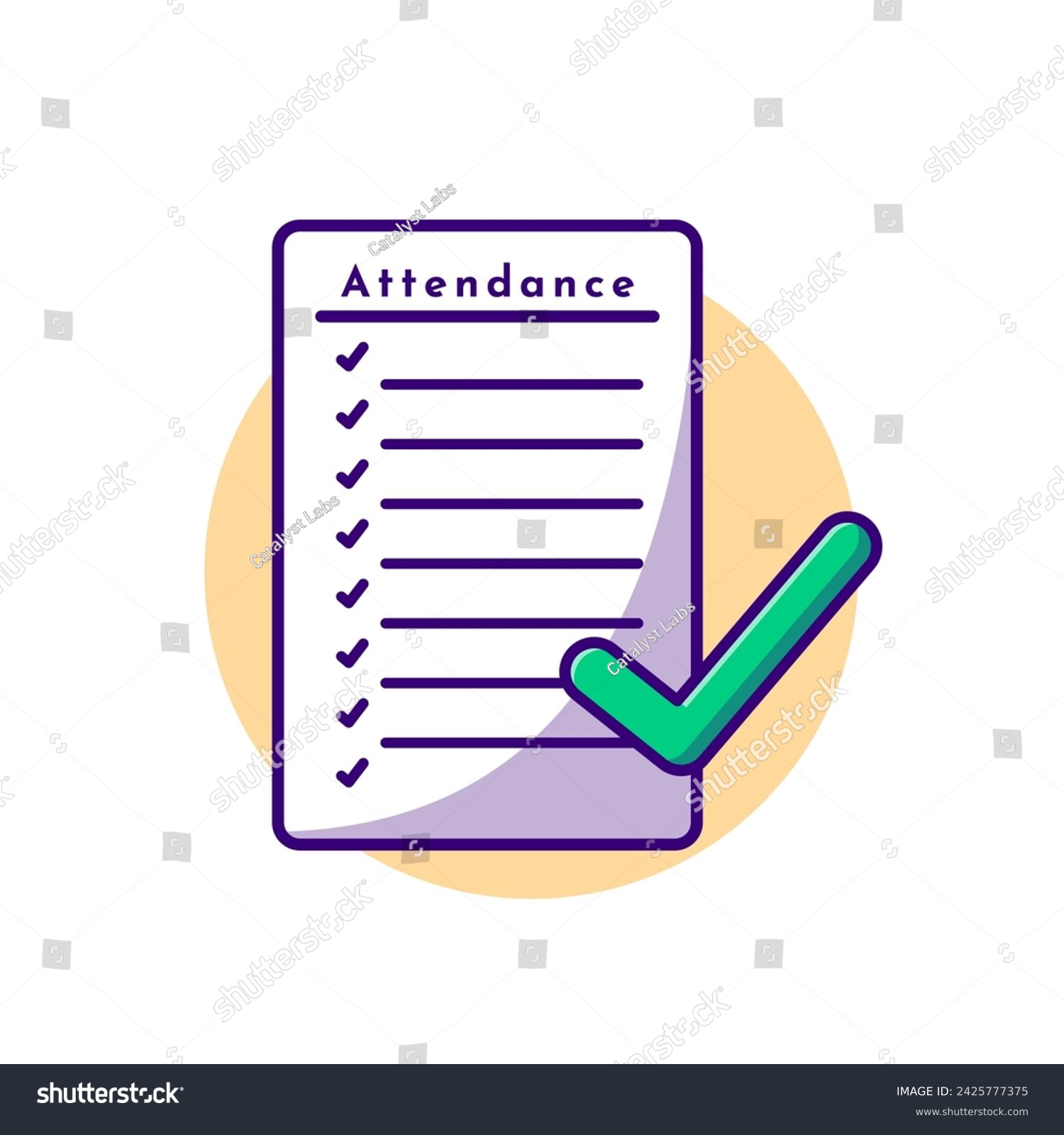 Attendance Paper With Checklist Cartoon Vector - Royalty Free Stock ...