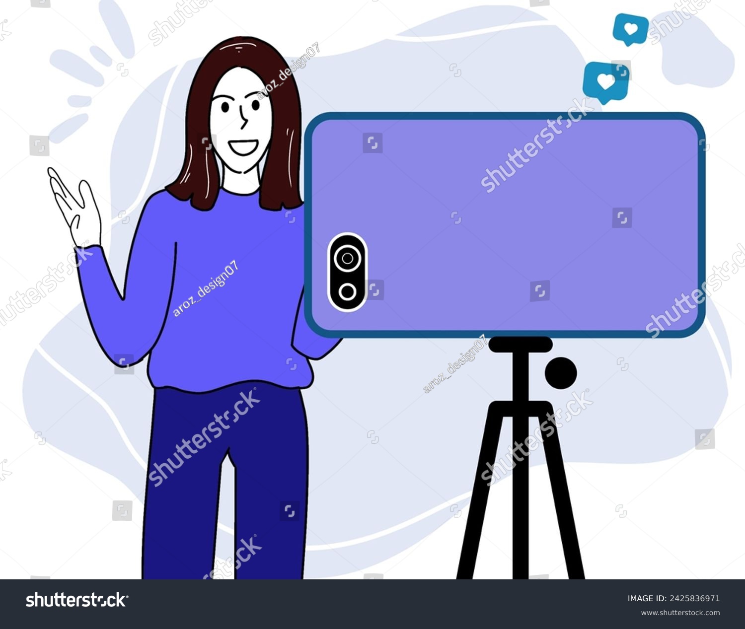 Content creator with smartphone concept vector illustration  #2425836971