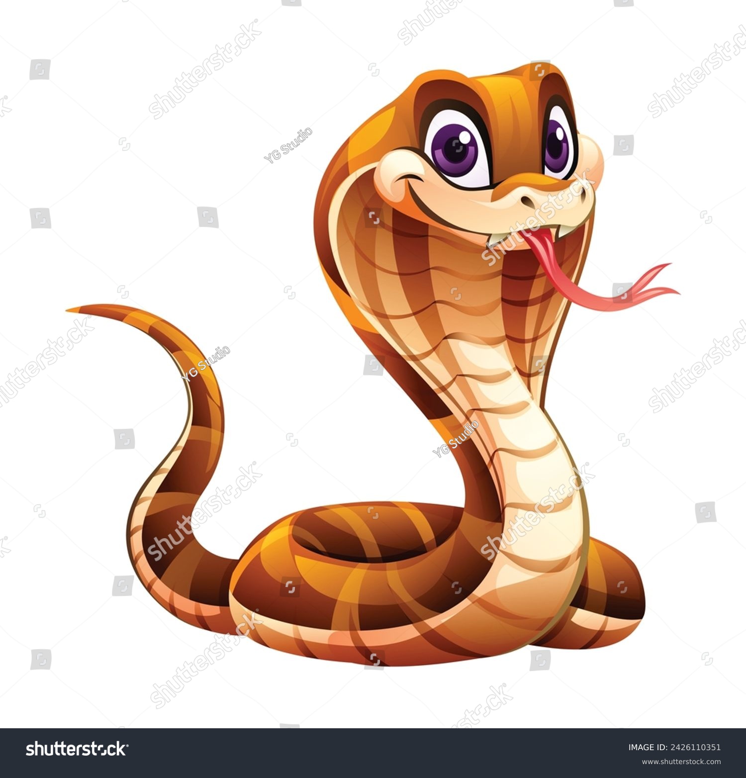 Cartoon cobra snake vector illustration isolated - Royalty Free Stock ...