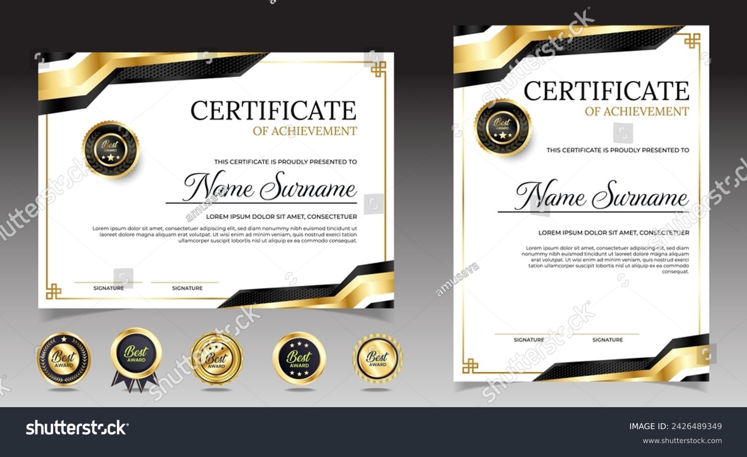 Black and Gold certificates template design. - Royalty Free Stock ...