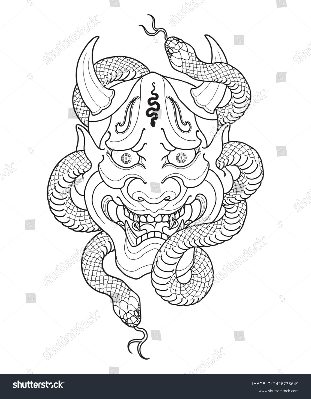 japanese tattoo coloring page, japanese tattoo, - Royalty Free Stock ...