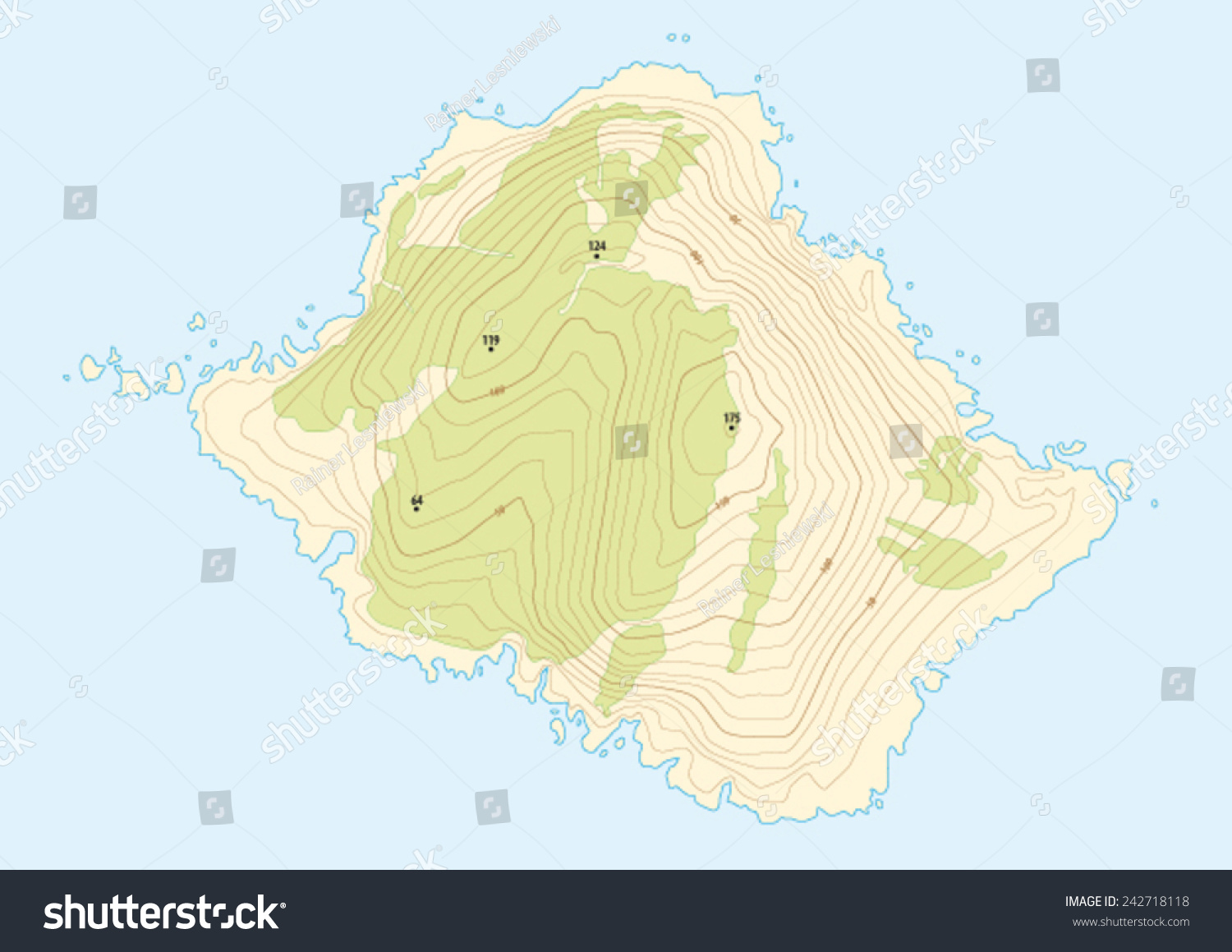 topographic map of a fictional island - Royalty Free Stock Vector 242718118 - Avopix.com