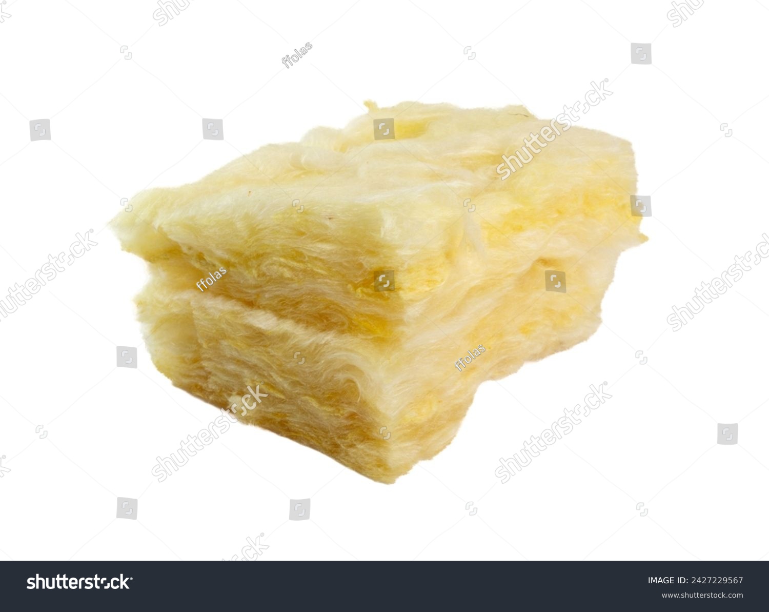 Glass wool batt insulation. Isolated on a white background. #2427229567
