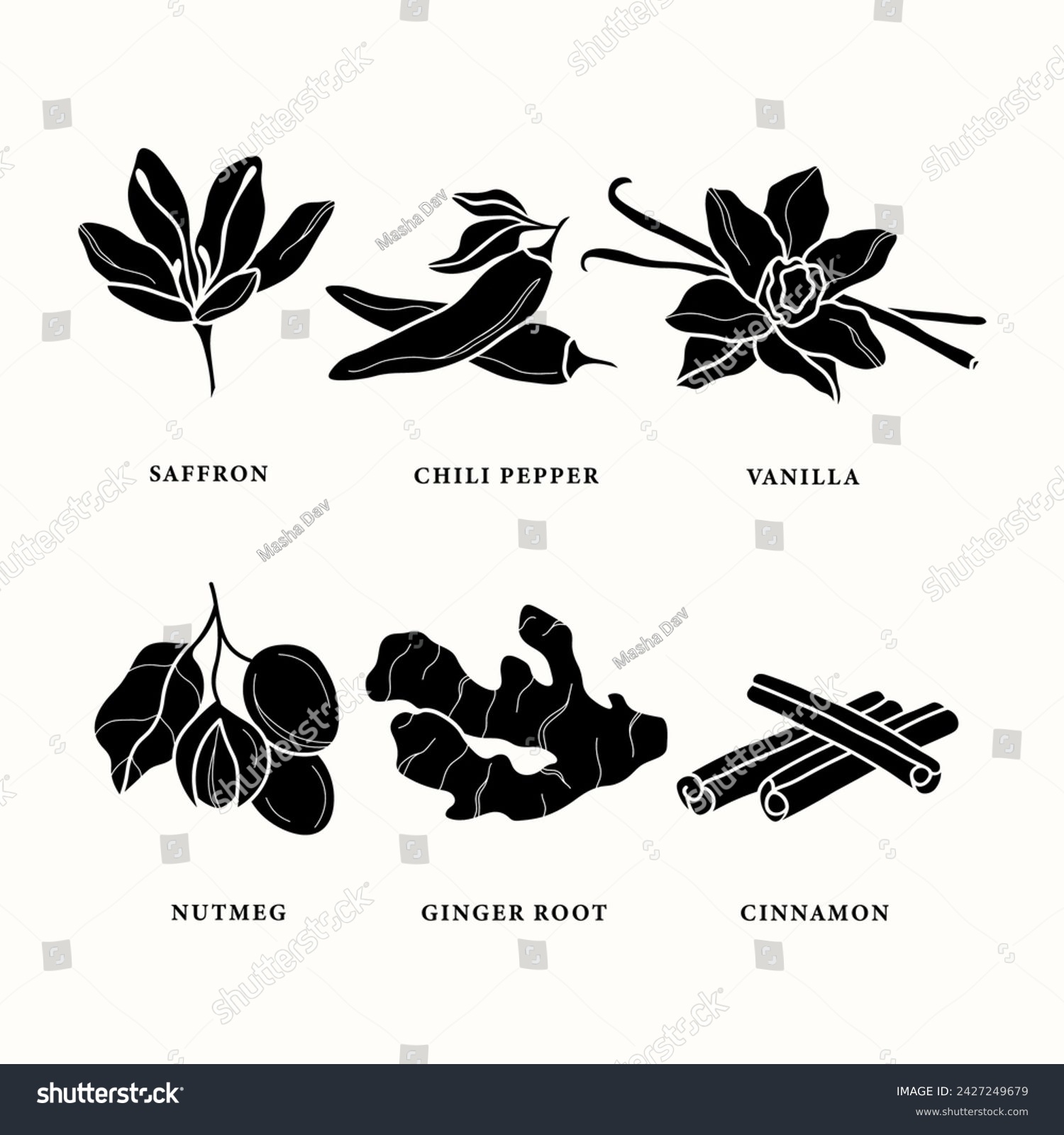 Flat vector herbs and spices illustration #2427249679