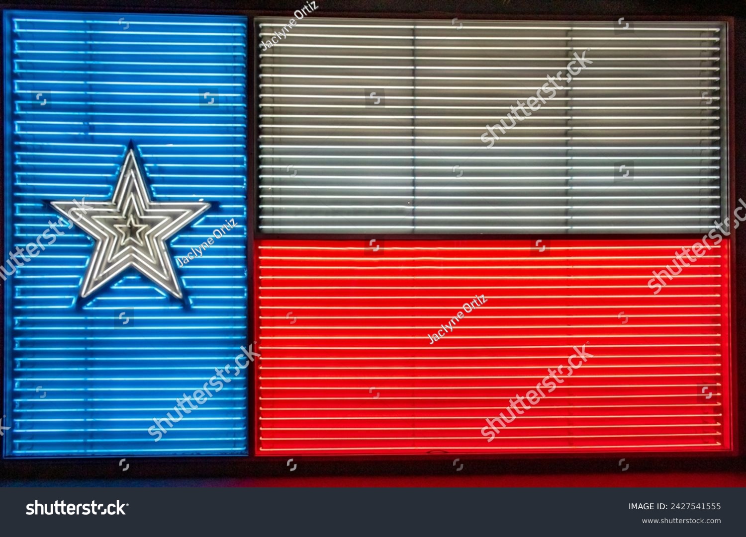 Texas Flag neon light design display at Texas institute of Culture in San Antonio Texas #2427541555