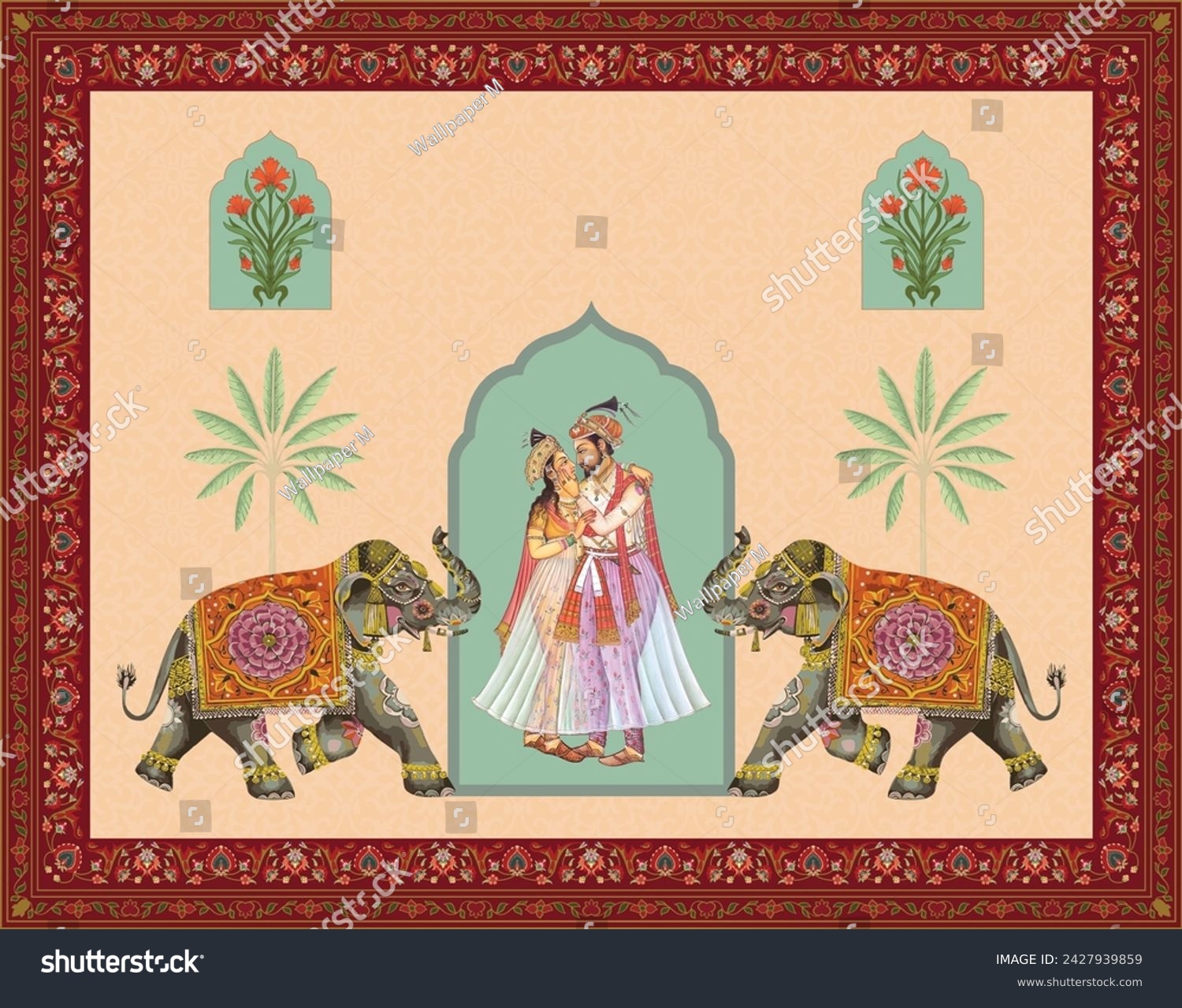 Traditional Indian Mughal wedding invitation - Royalty Free Stock ...