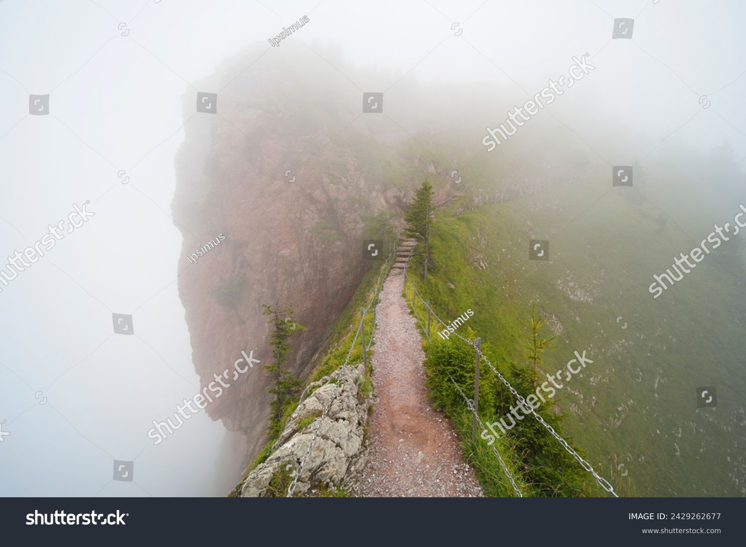 Hiking trail on the ,,Grosser Mythen" a beautiful mountain 1,898 m high in the canton of Schwyz in Switzerland.  #2429262677