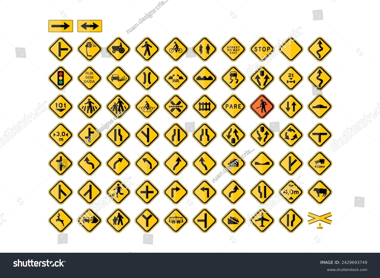 Set Vector Traffic Regulation Signs Signs White - Royalty Free Stock ...