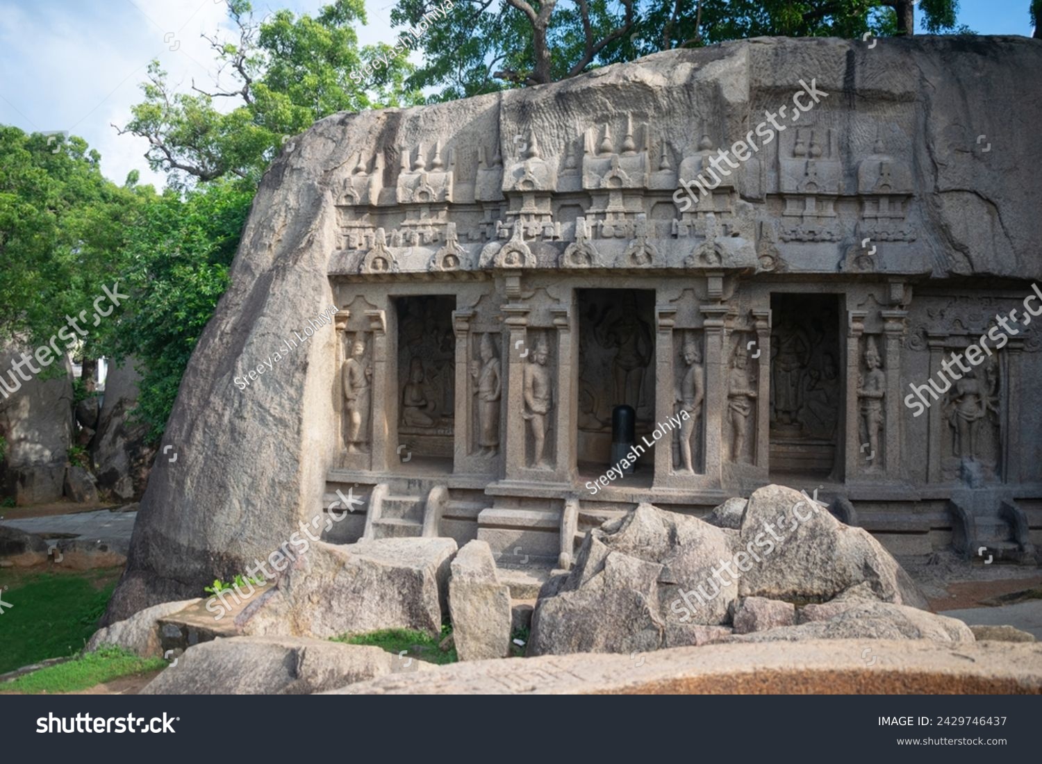 Picture of Shiva temple at UNESCO world heritage site of Mahabalipuram. Ajanta, Ellora, Hampi ancient stone sculpture carvings sacred pilgrimage archeology tourist, sanatan, caves, sculpture, rocks #2429746437