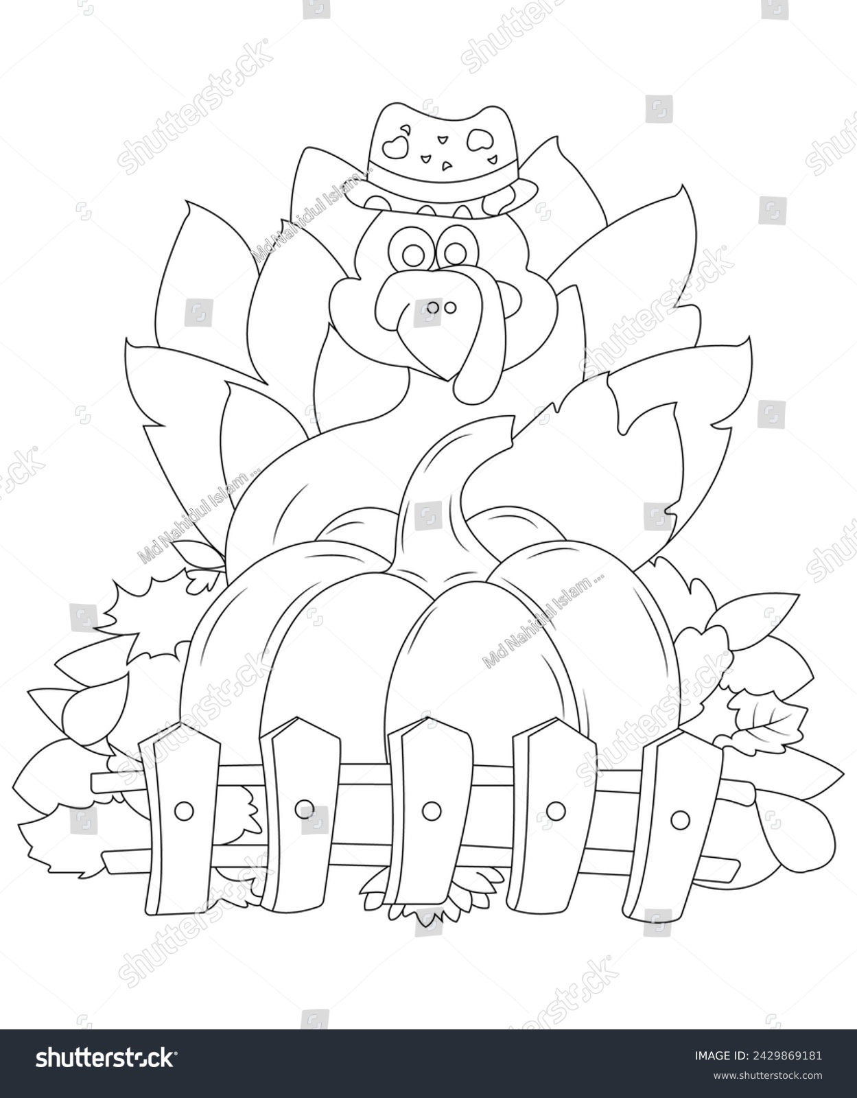 thanks giving coloring page vectore art line art - Royalty Free Stock ...