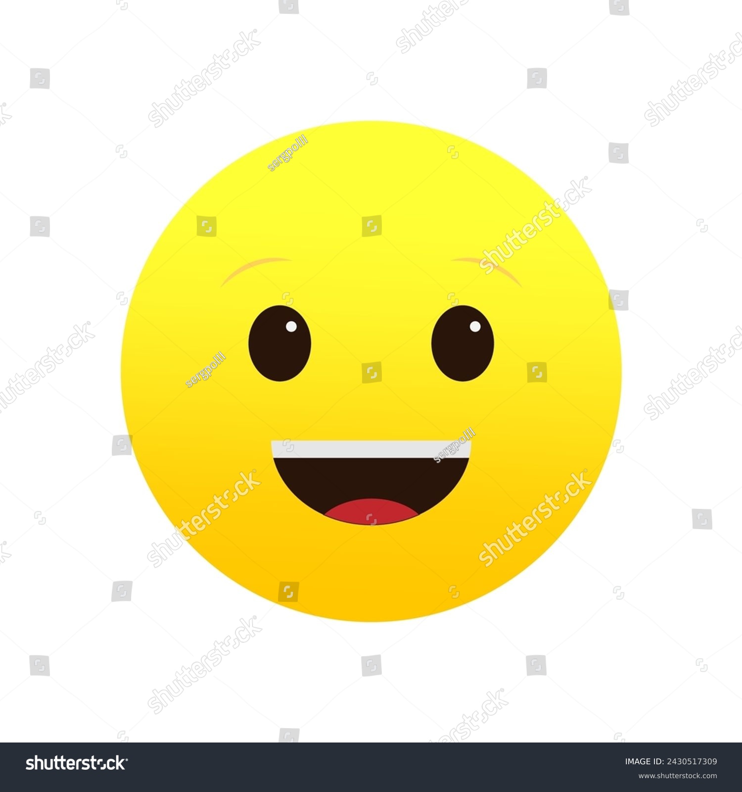 Happy face emoji, beaming smile emoticon. - Royalty Free Stock Vector ...