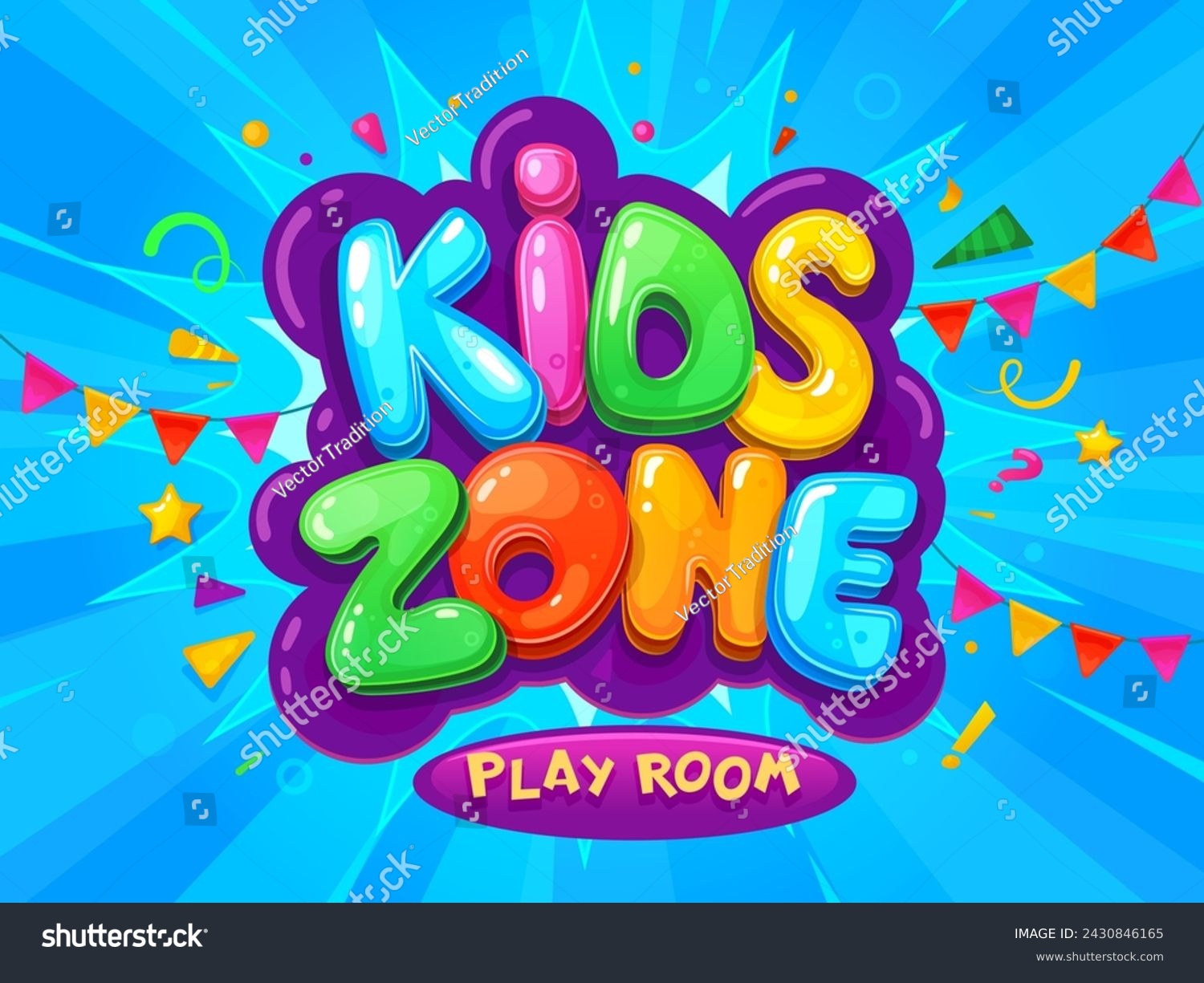 Kid zone banner for children area playground or - Royalty Free Stock ...