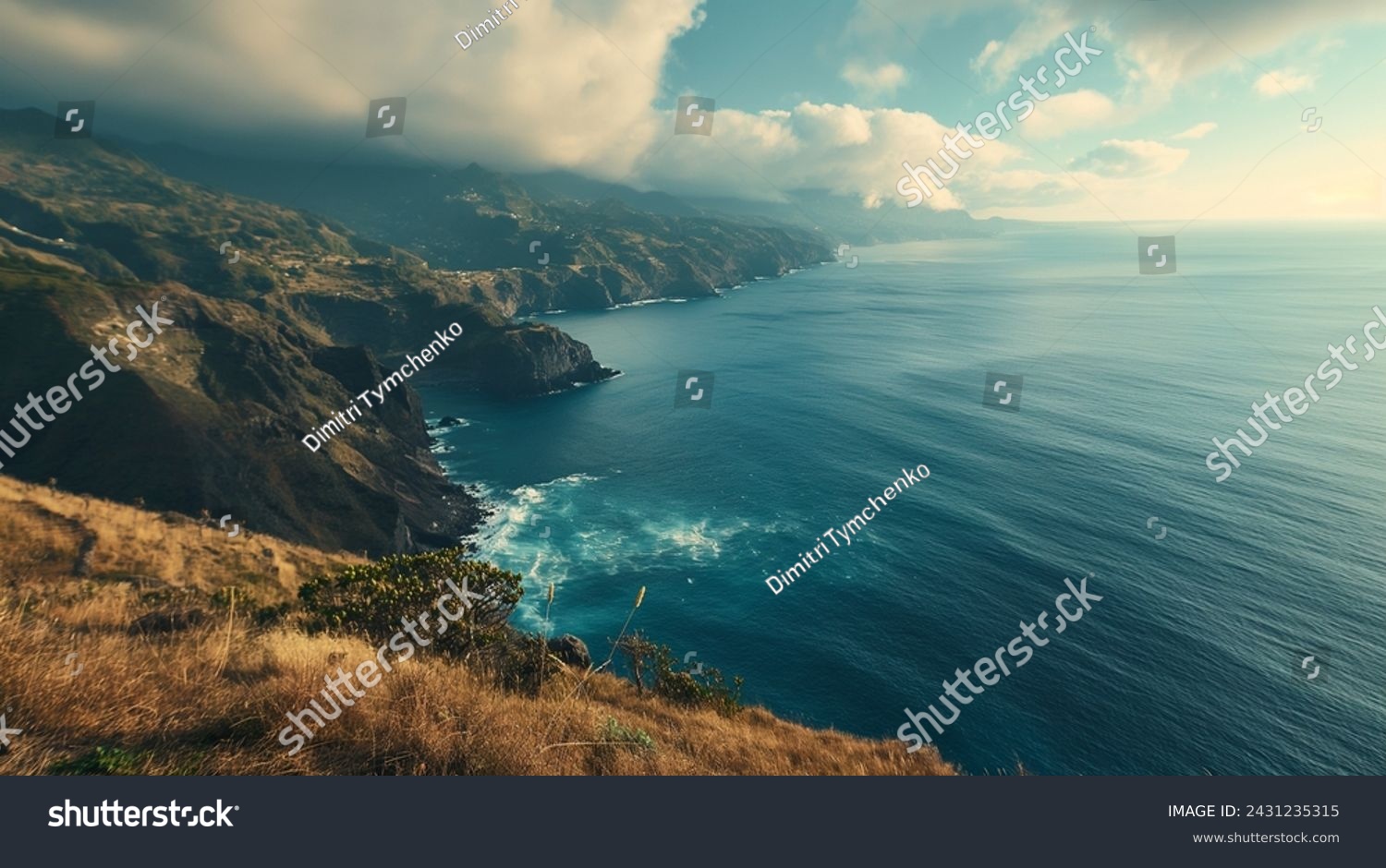 Madeira island coast view Breathtaking Madeira A Vista of Lush Greenery and Oceanic Grandeur #2431235315