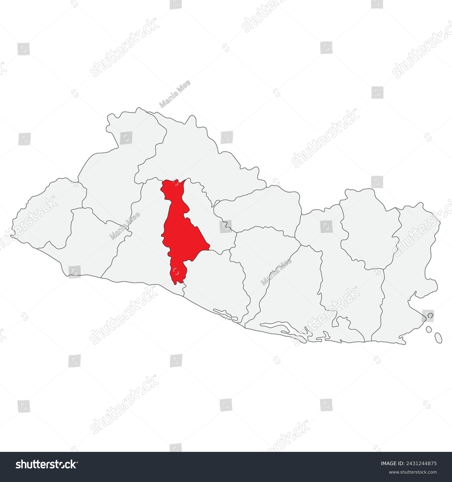 Map of El Salvador with capital city San - Royalty Free Stock Vector ...