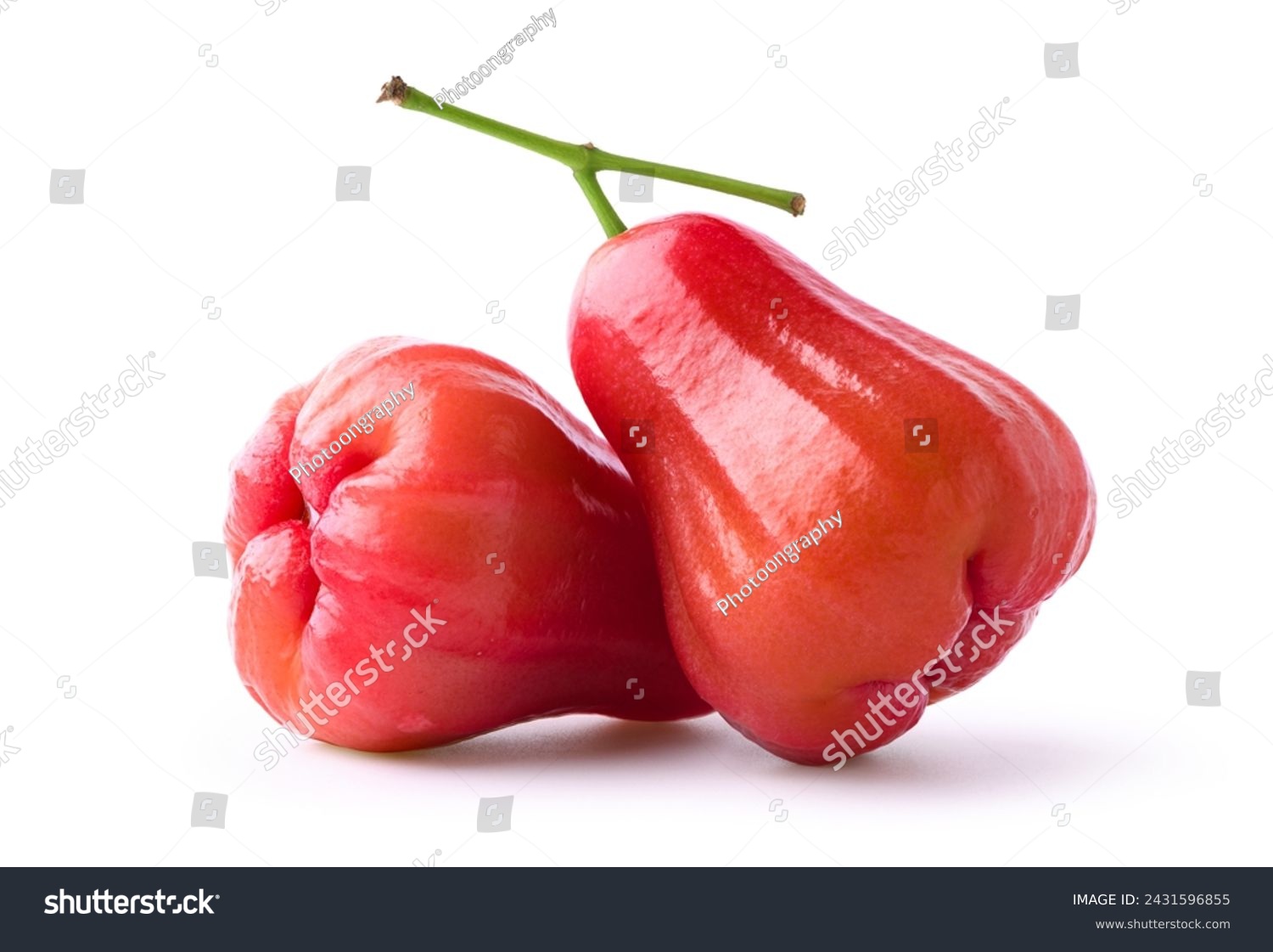Juicy red rose apples isolated on white background. Clipping path. #2431596855