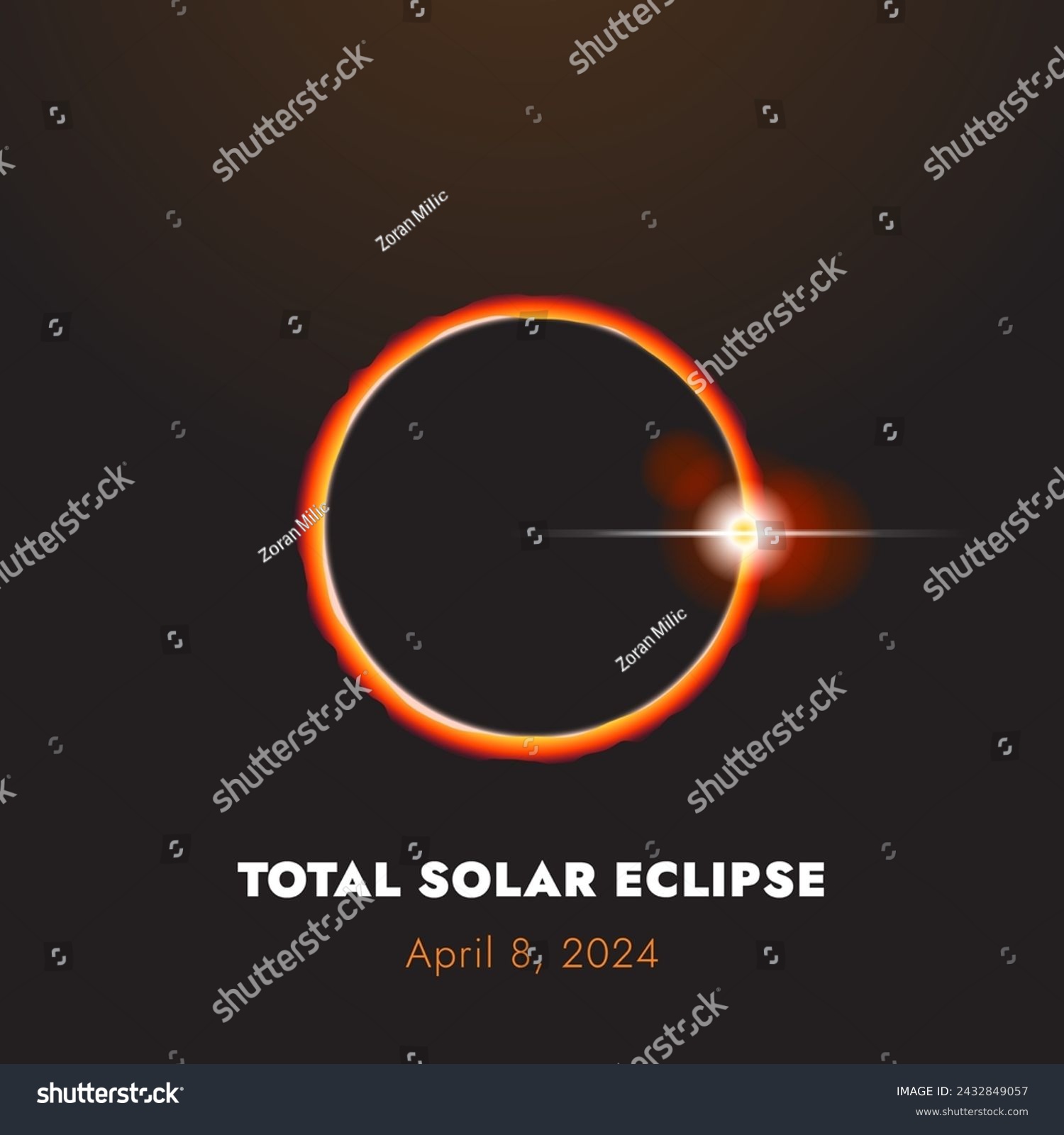 On April 8, 2024, a total solar eclipse will - Royalty Free Stock ...