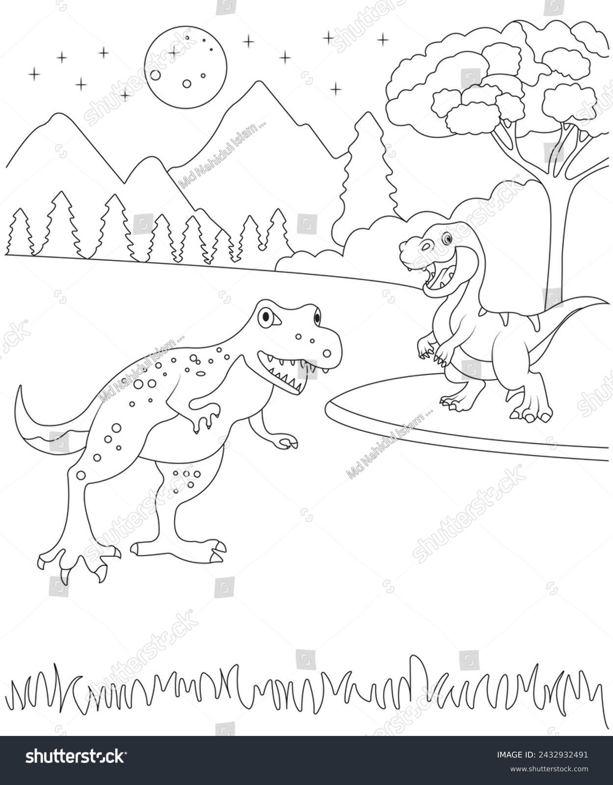 dinosaur coloring page for adult ,vectore art - Royalty Free Stock ...