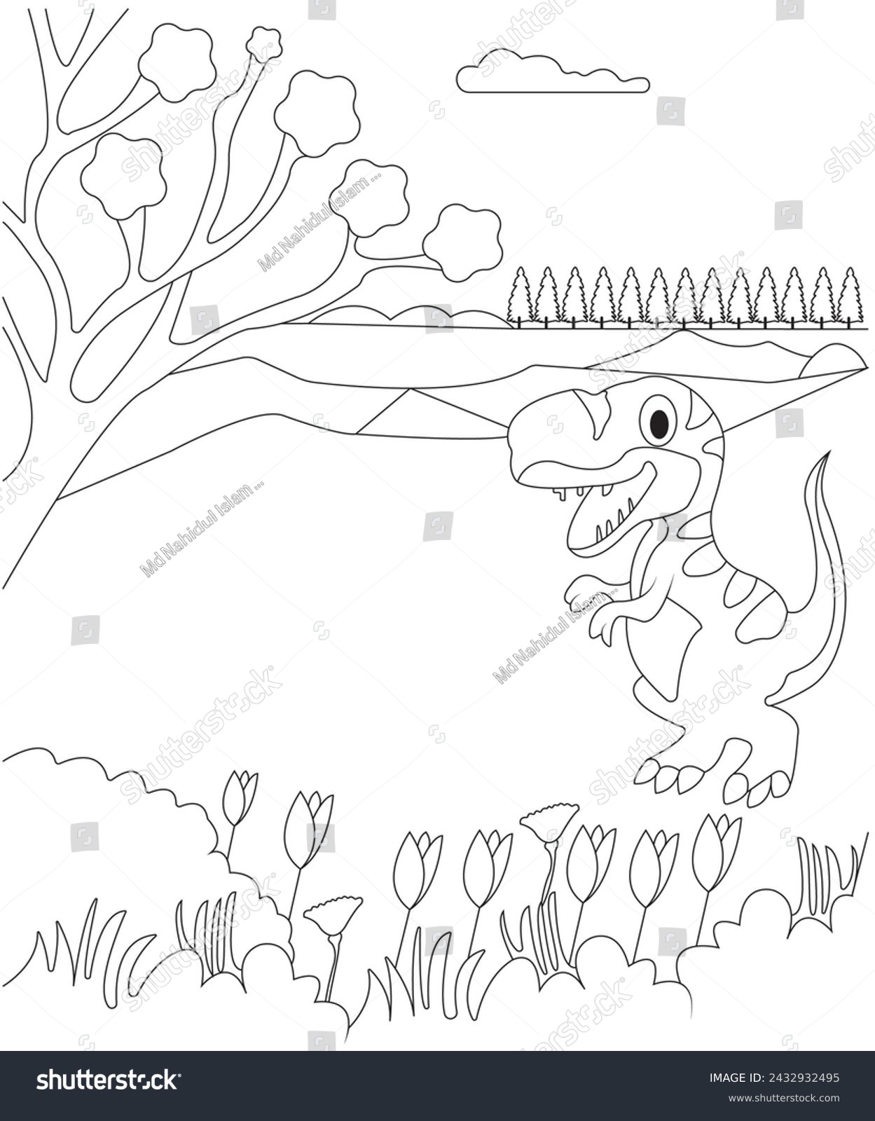 dinosaur coloring page for adult ,vectore art - Royalty Free Stock ...