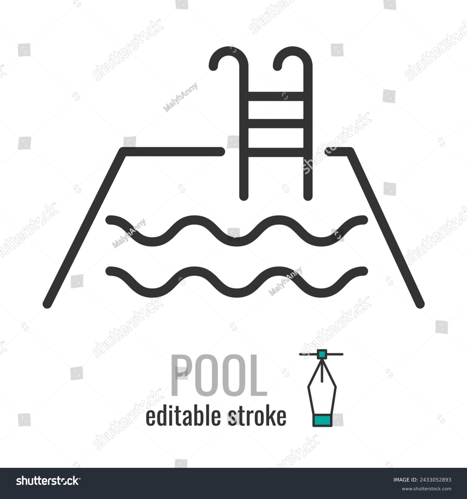 Pool line icon. Linear style swimming pool - Royalty Free Stock Vector ...