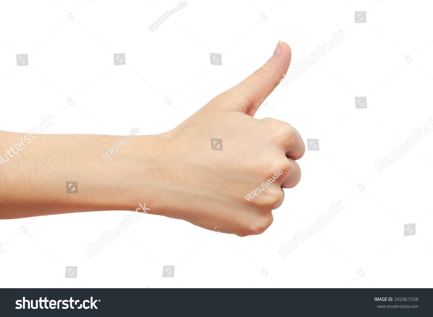 hand thump up sign isolated on white background. studio photoshoot #243361558