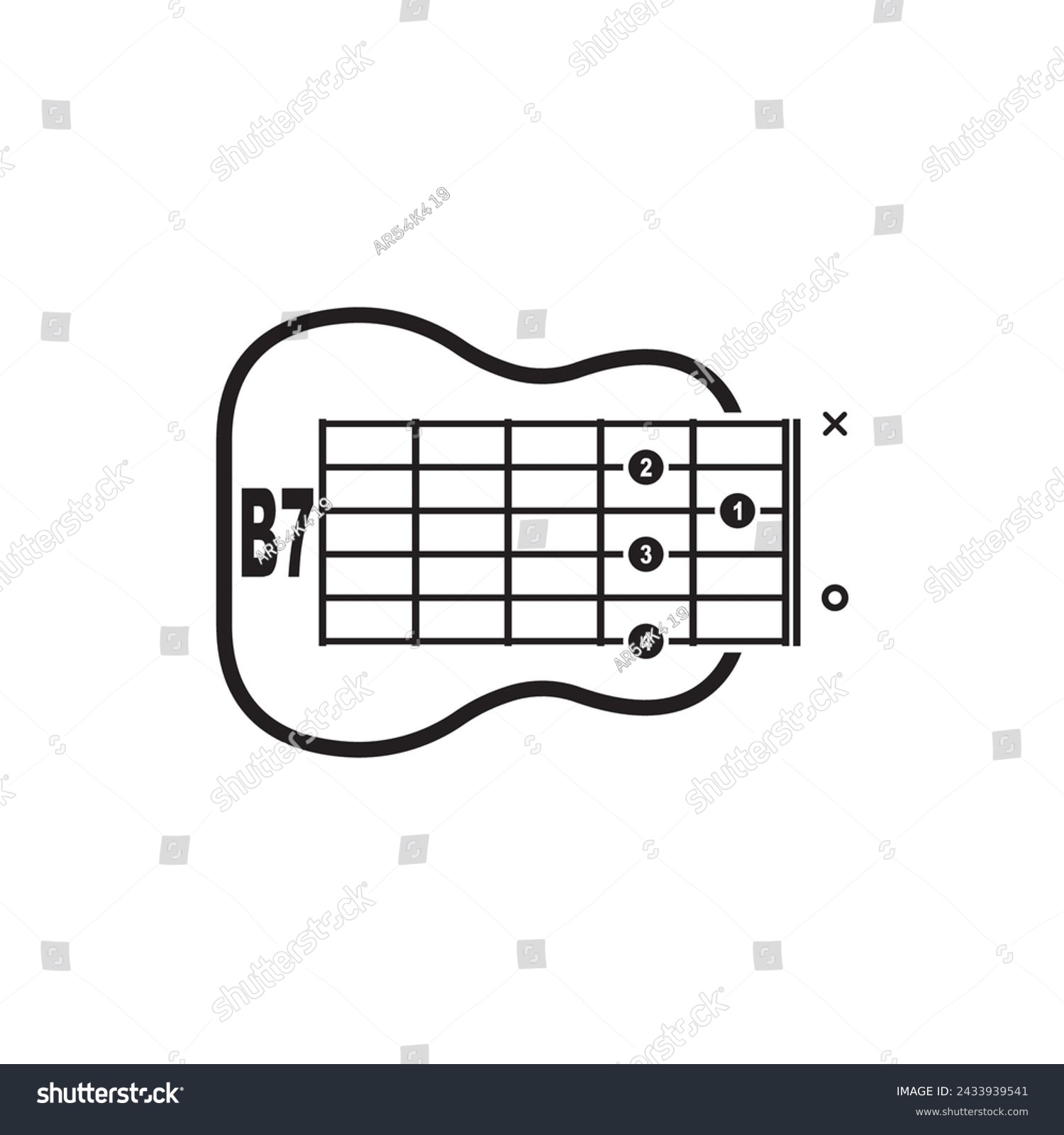 B7 guitar chord icon. Basic guitar chord vector - Royalty Free Stock ...