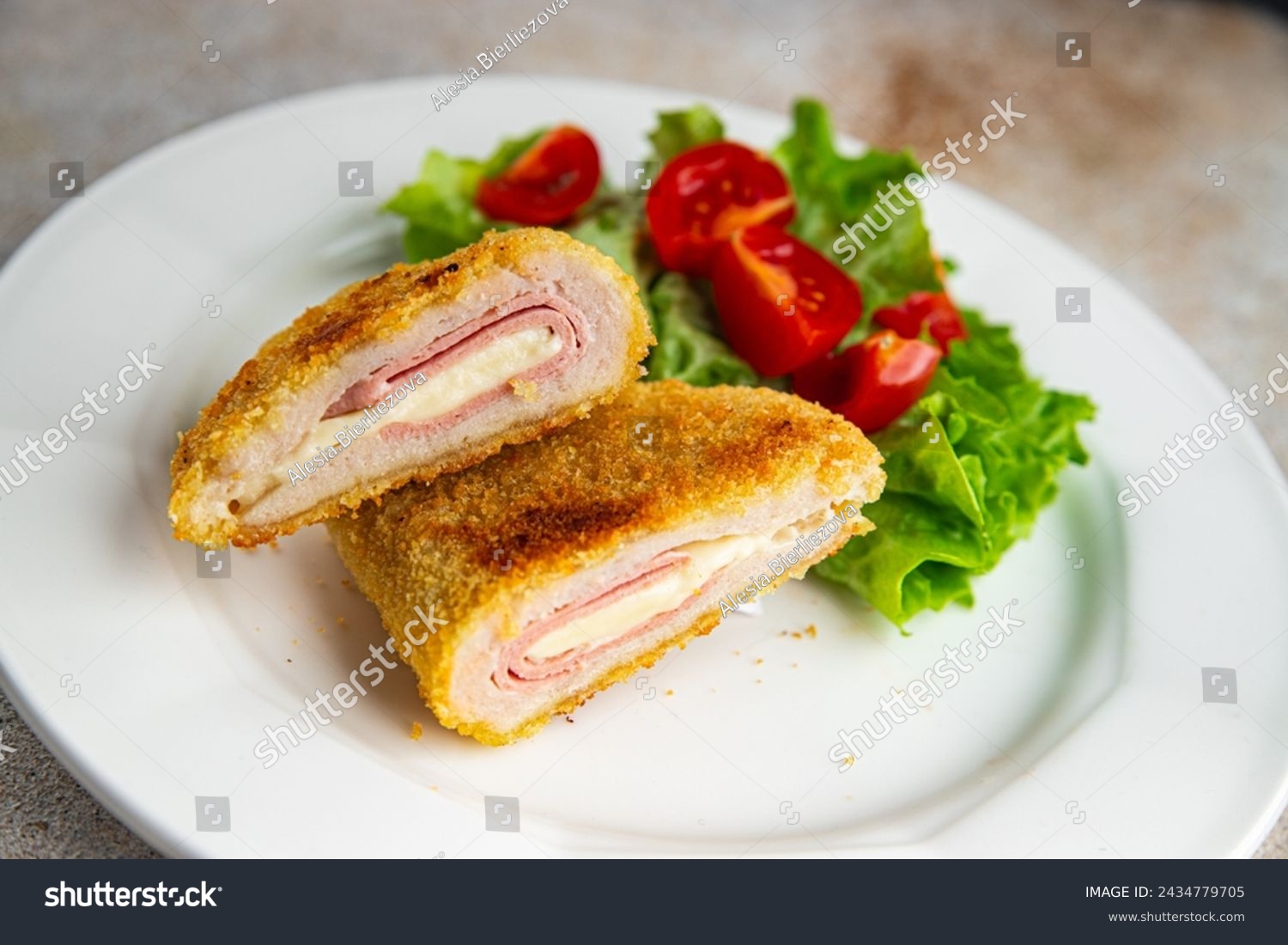 cutlet cordon bleu chicken meat food tasty eating cooking meal food snack on the table copy space food background rustic top view #2434779705
