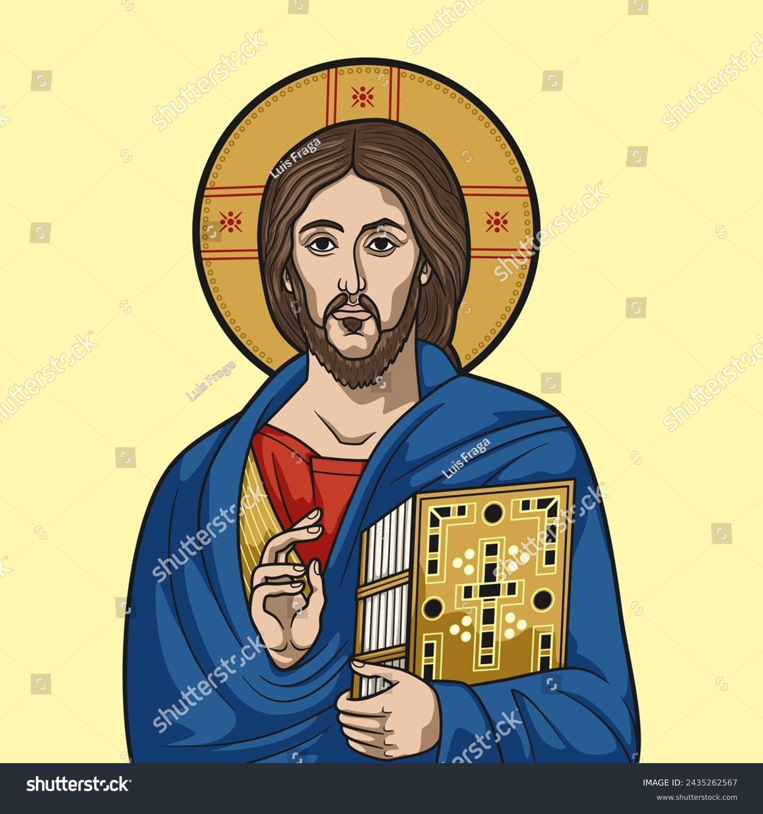 Jesus Christ Pantocrator style Greek Byzantine - Royalty Free Stock ...