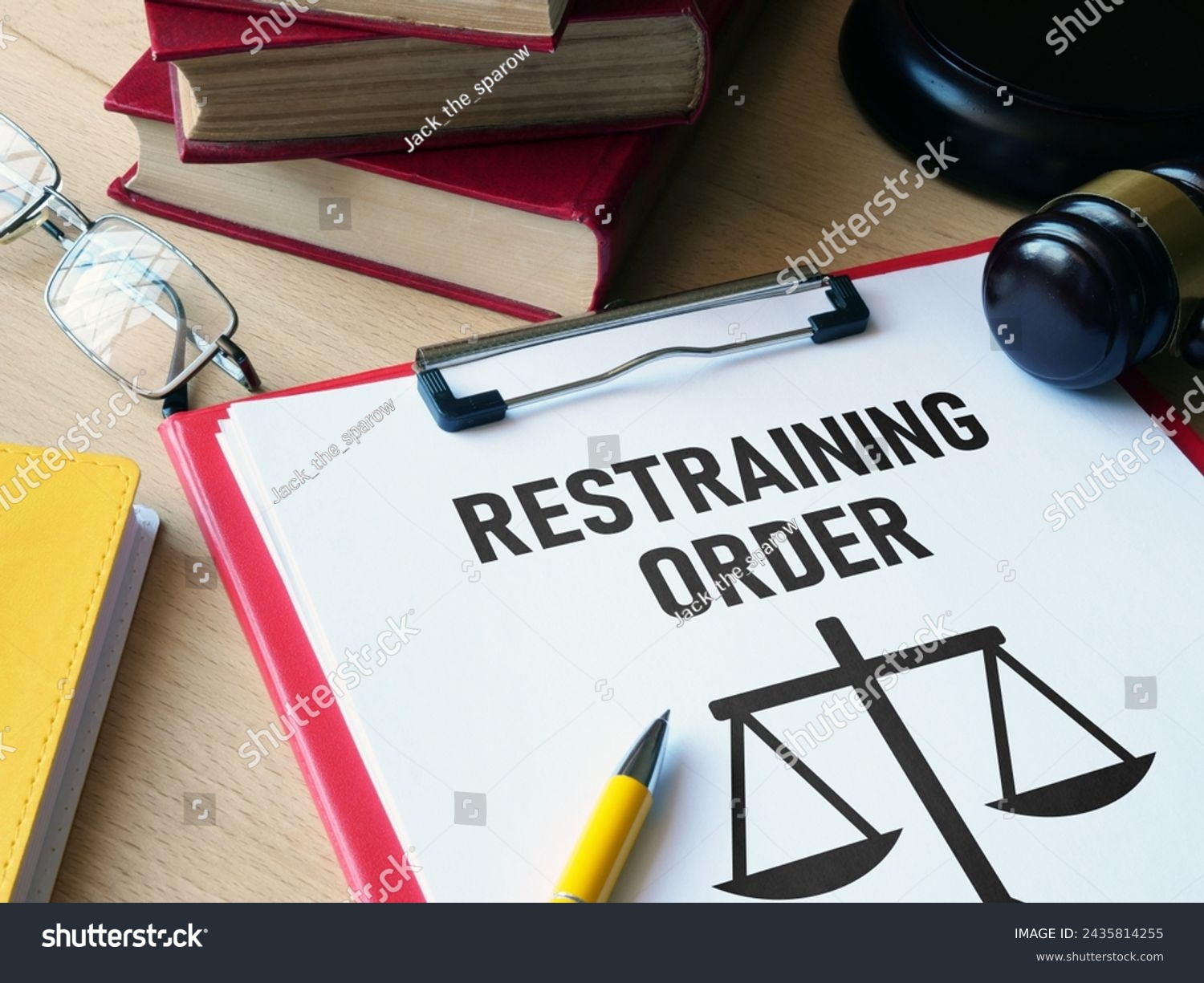 Restraining order is shown using a text #2435814255