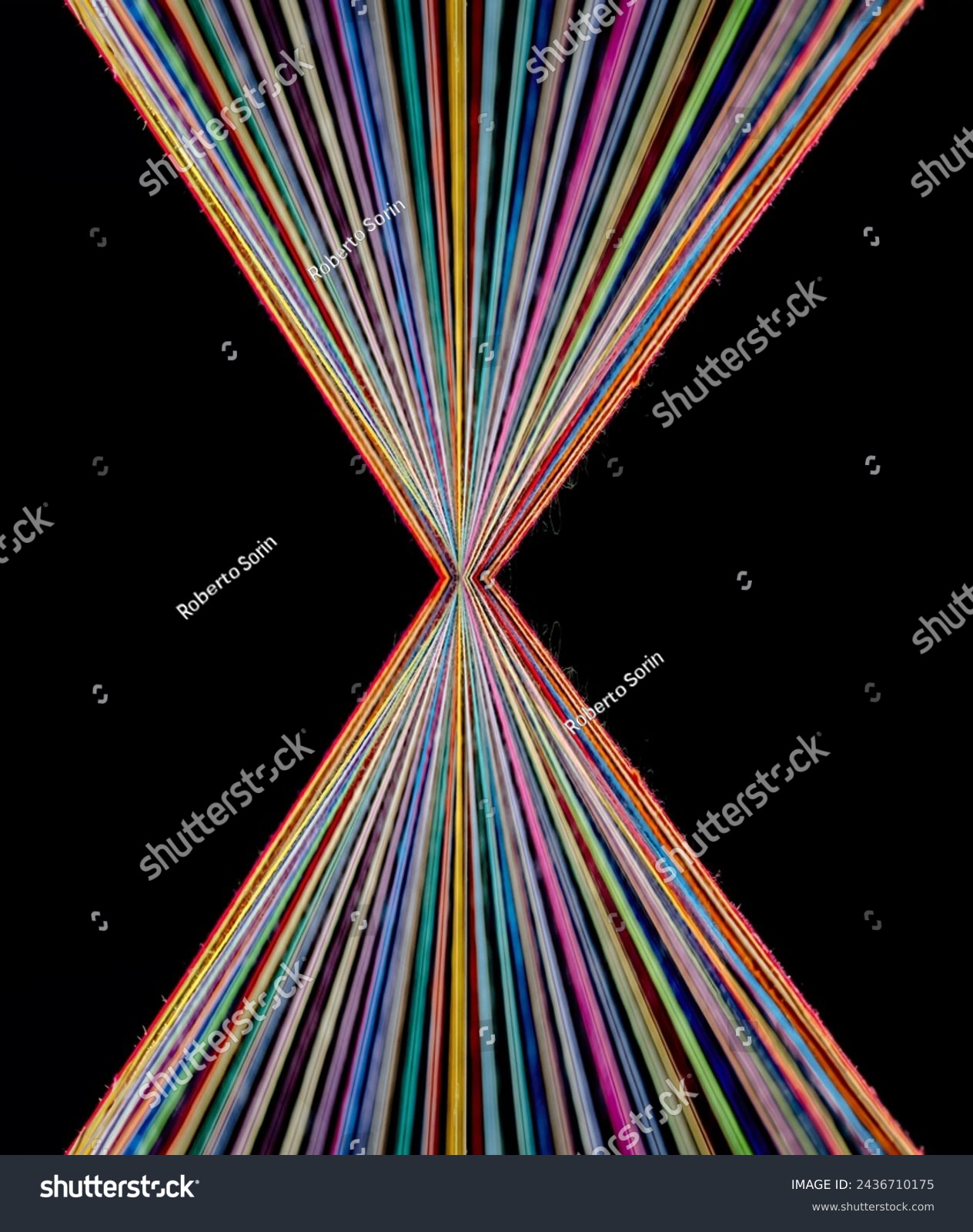 Converging Rainbow Colored Threads on dark background #2436710175