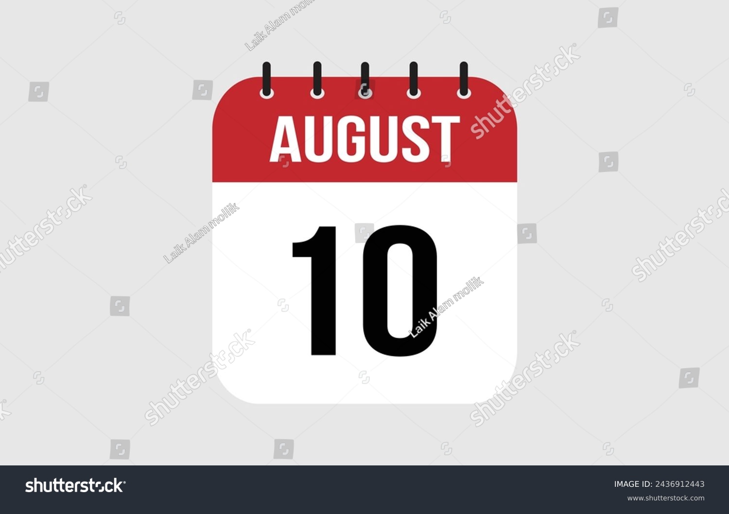 10 August Calendar. August Calendar Vector - Royalty Free Stock Vector ...