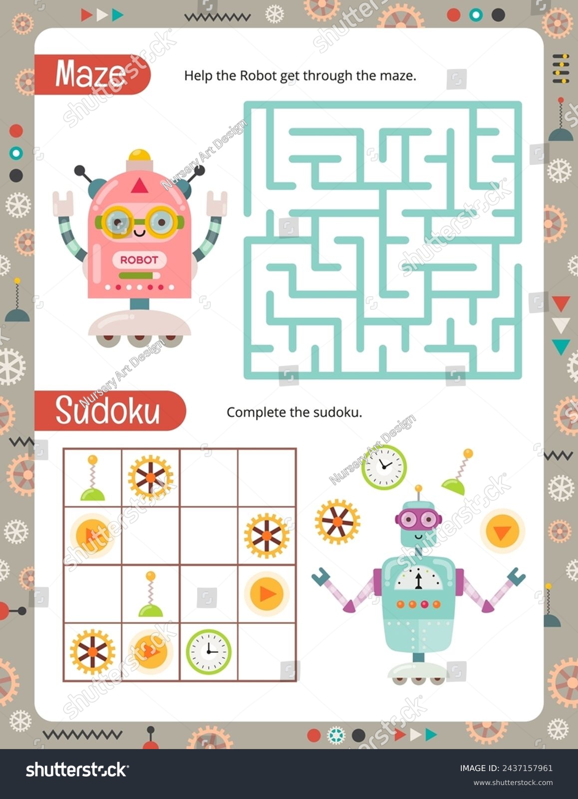 Printable Worksheet with Robots Activities – - Royalty Free Stock ...