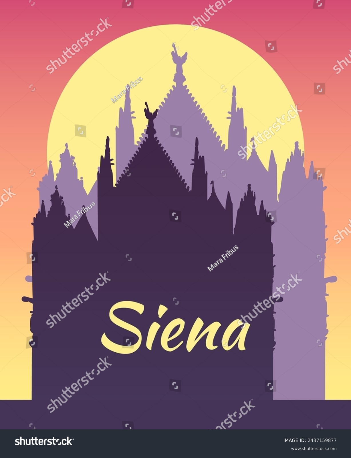 Vector drawing of Duomo di Siena cathedral, - Royalty Free Stock Vector ...