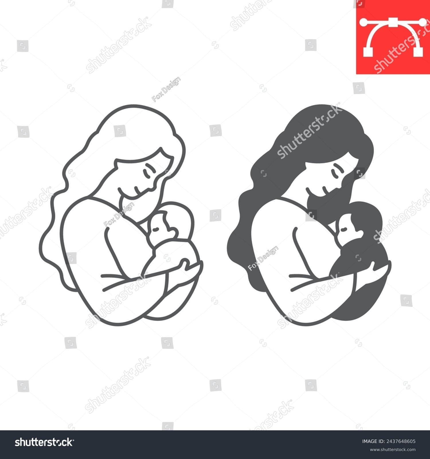 Mother hugging her baby line and glyph icon, mom - Royalty Free Stock ...