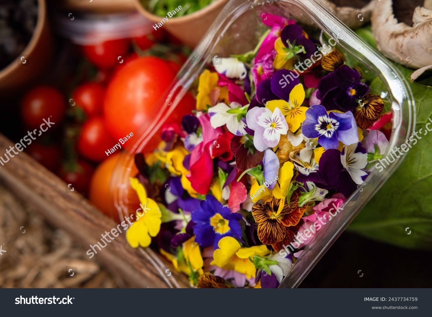 Colourful Freshly Picked Edible Flowers #2437734759