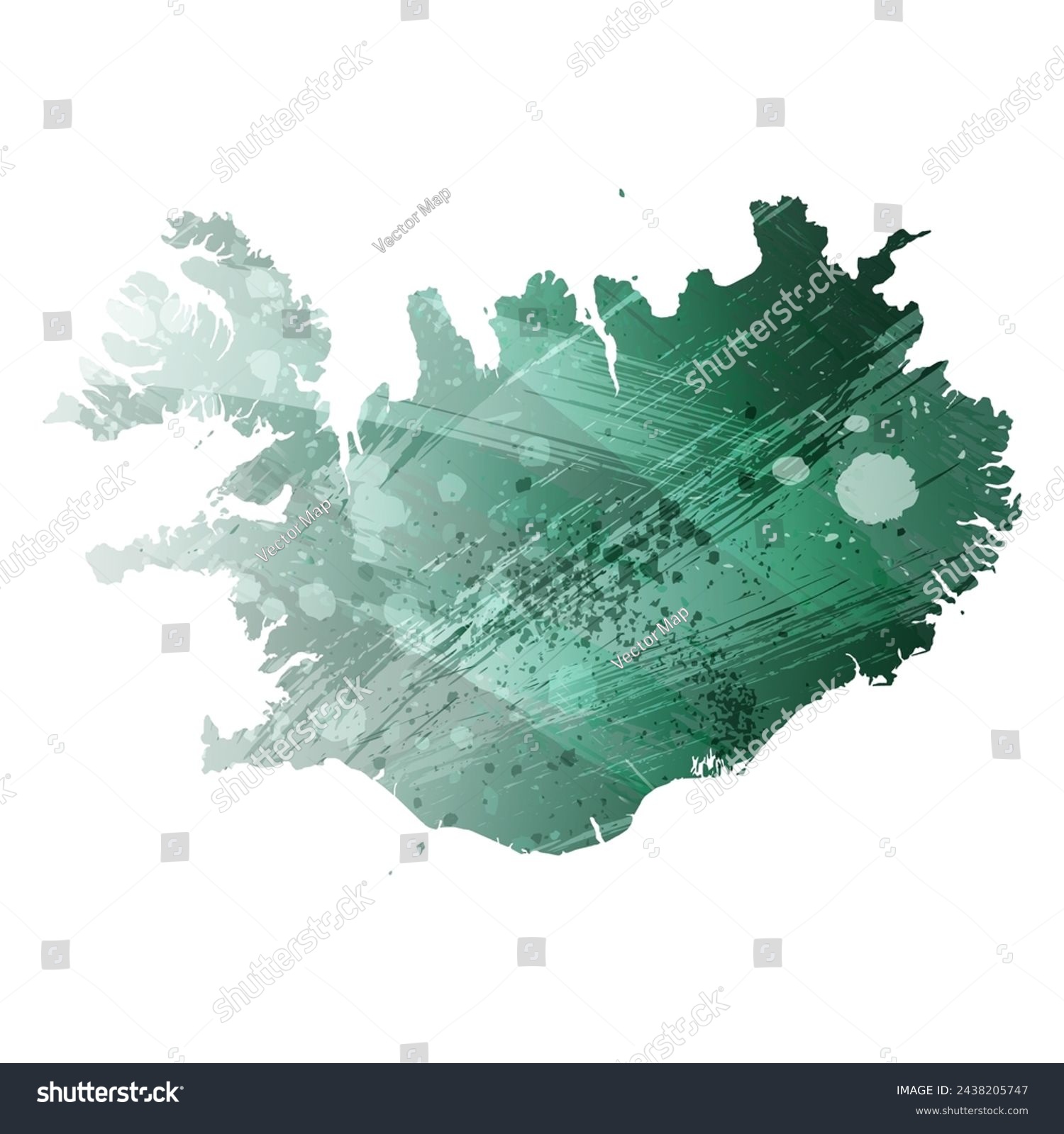 High detailed vector map. Iceland. Watercolor - Royalty Free Stock ...