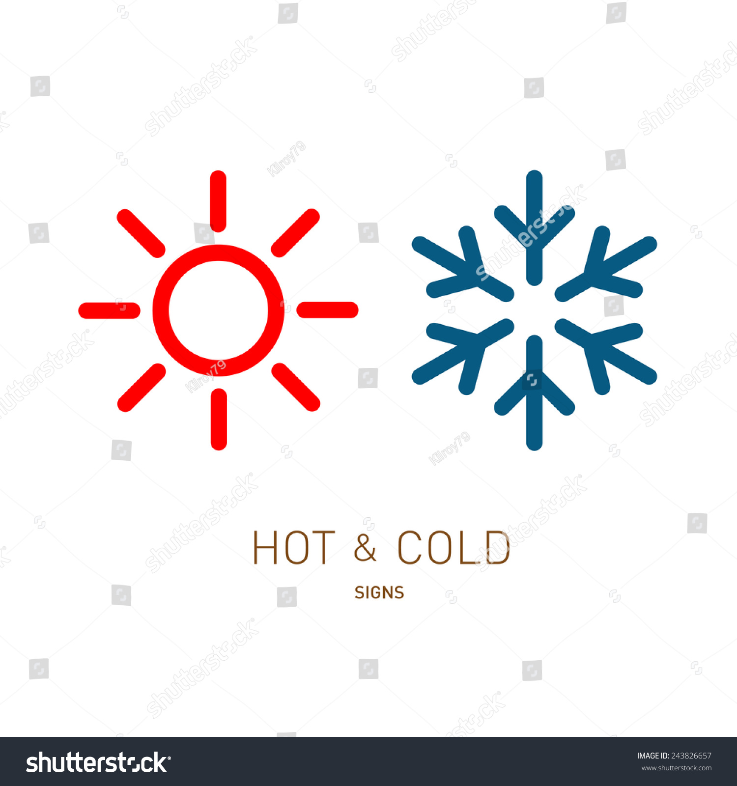 Hot and cold sun and snowflake icons #243826657