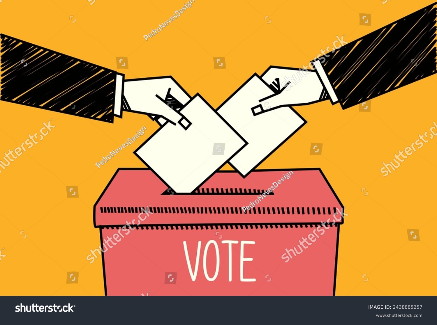 Voting process illustration with hands placing - Royalty Free Stock ...