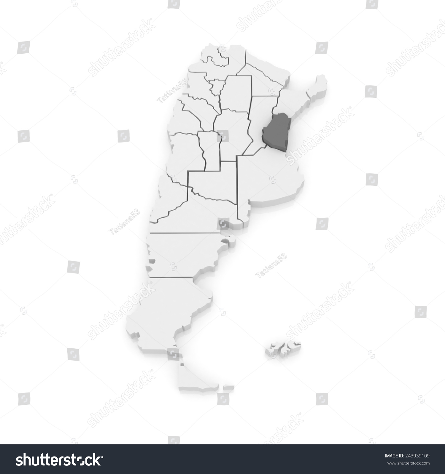 Map of Entre Rios. Argentina. 3d - Royalty Free Stock Photo 243939109 ...