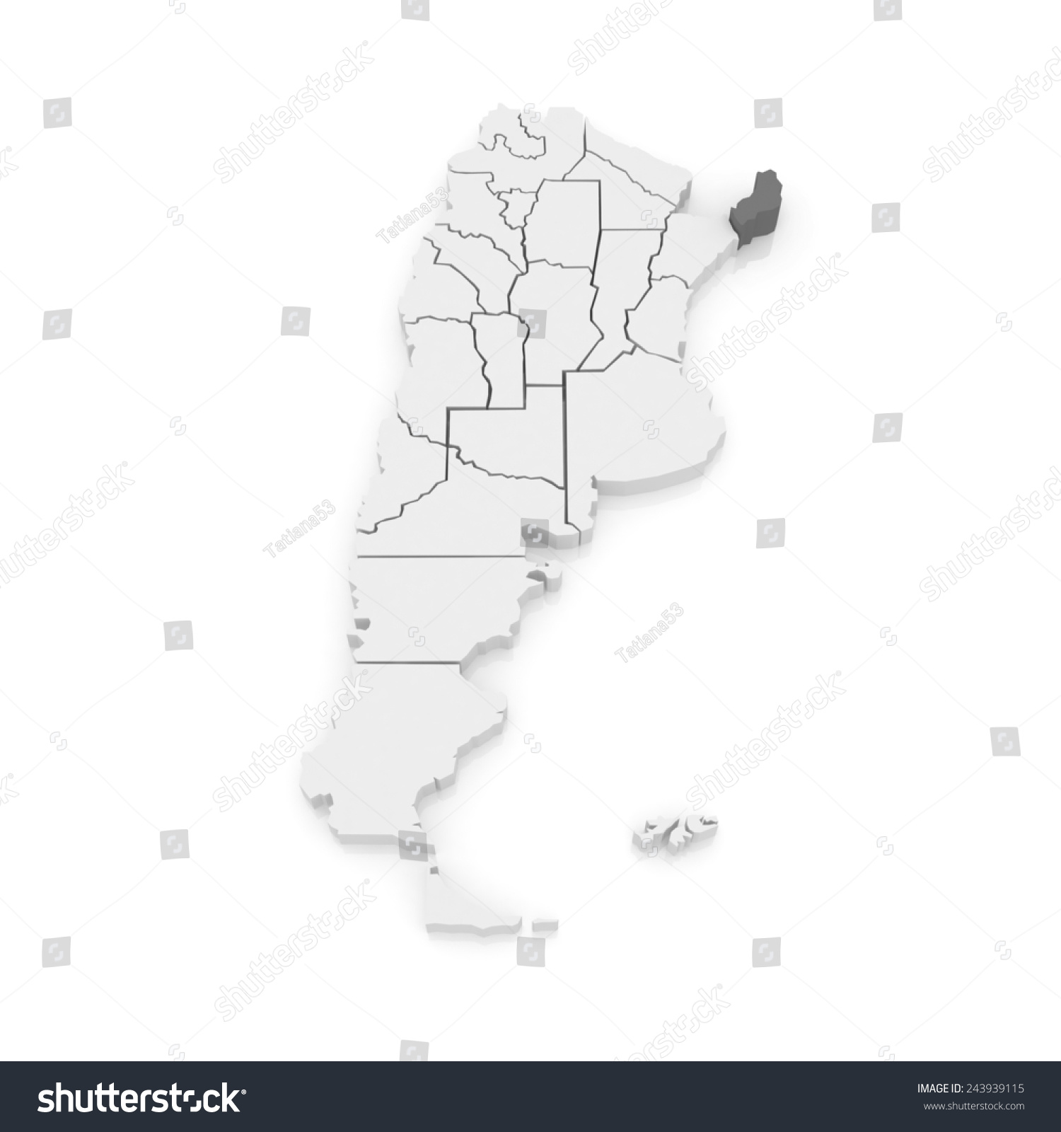 Map of Misiones. Argentina. 3d - Royalty Free Stock Photo 243939115 ...