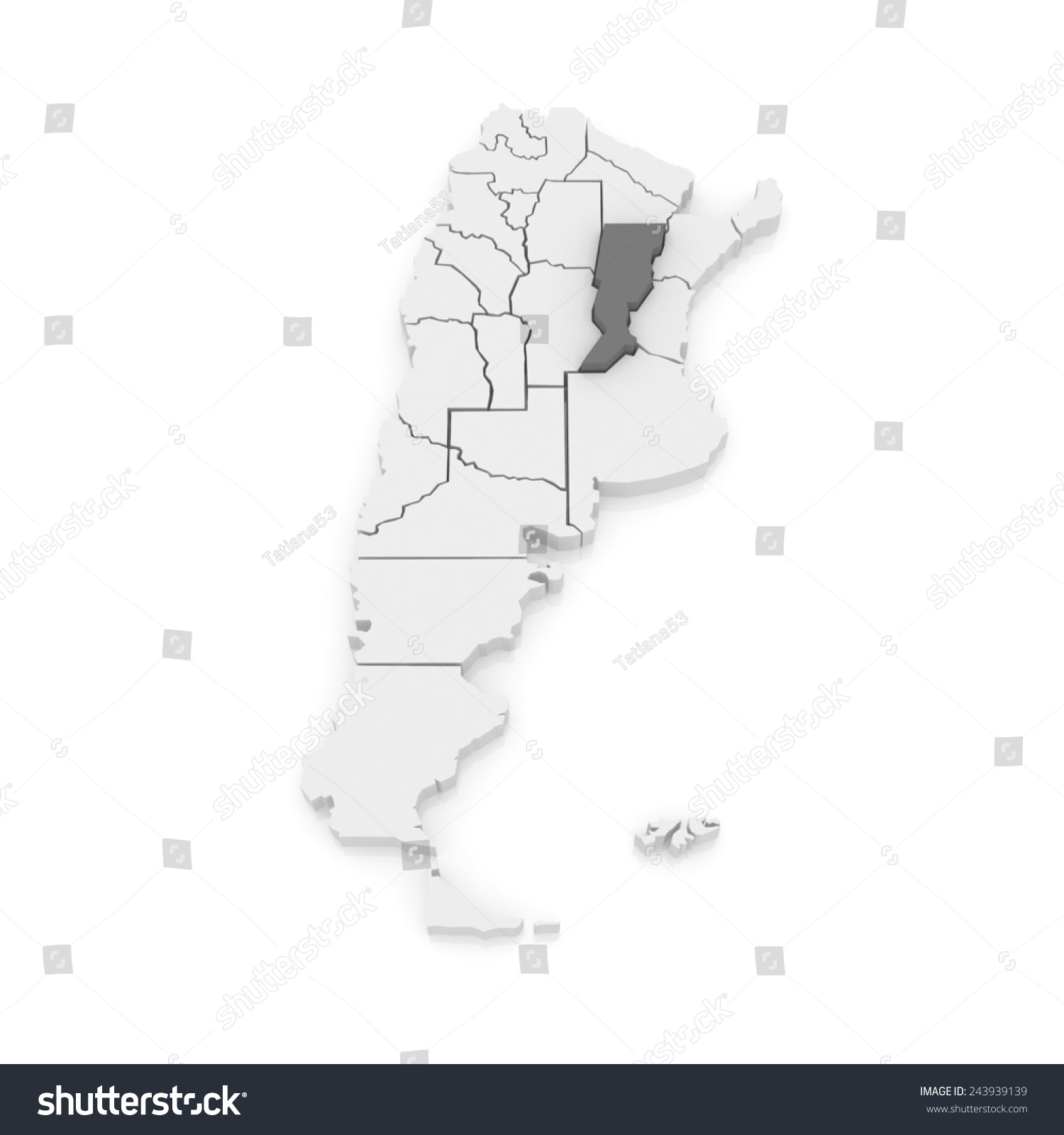 Map of Santa Fe. Argentina. 3d - Royalty Free Stock Photo 243939139 ...