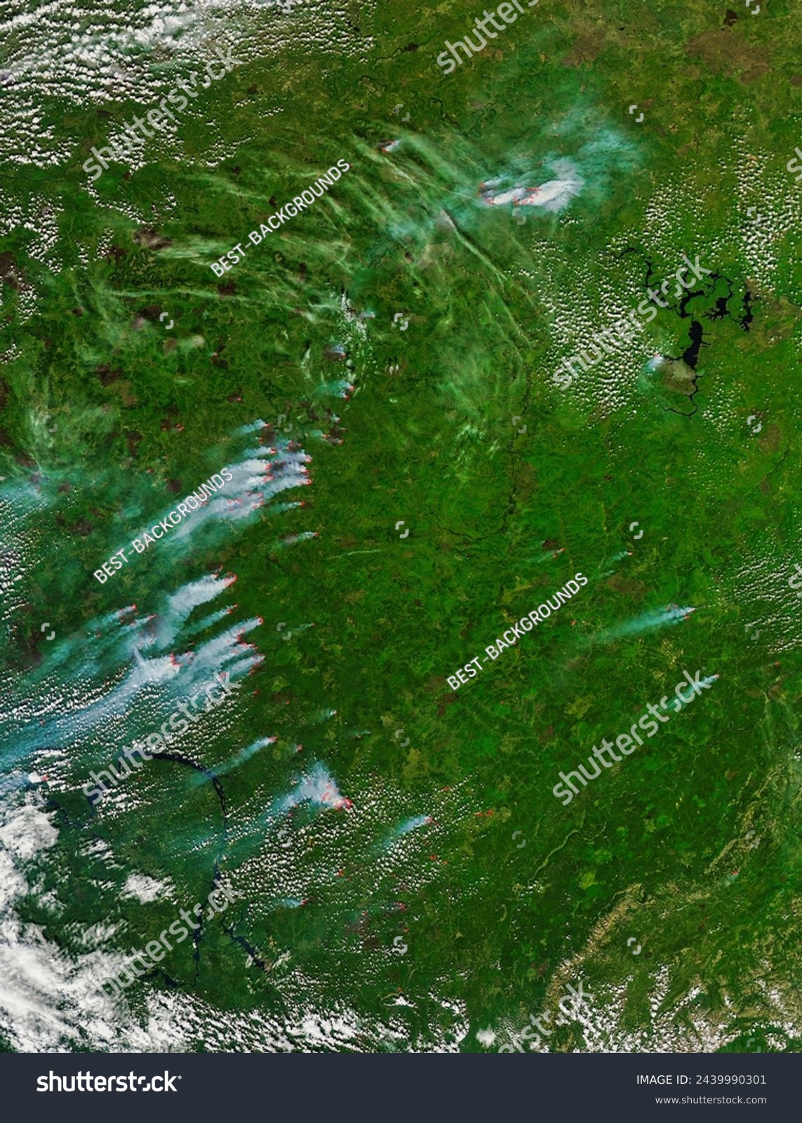Fires in central Russia. Fires in central Russia. Elements of this image furnished by NASA. #2439990301