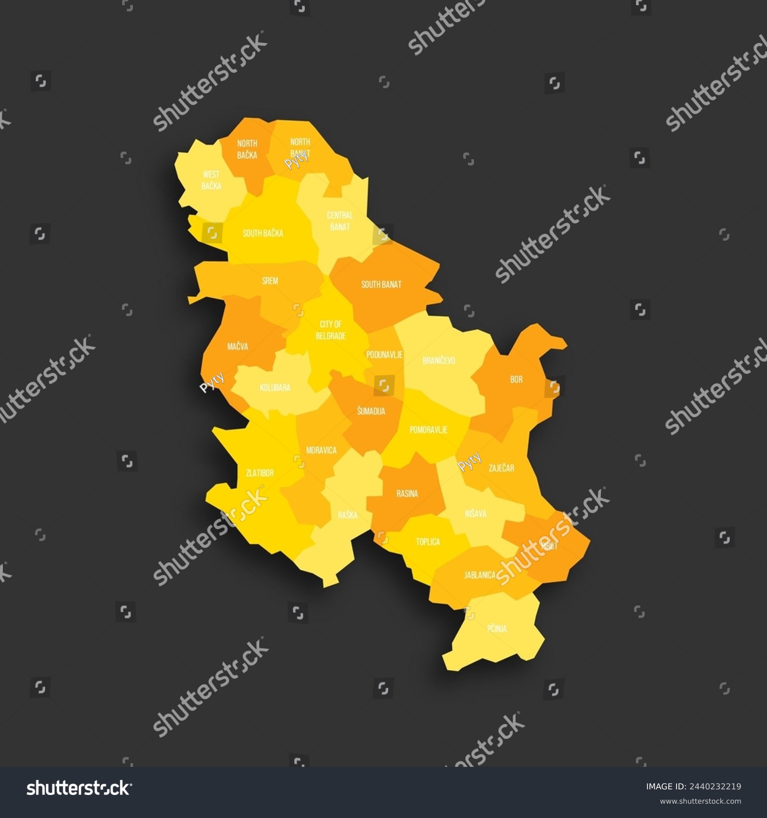 Serbia political map of administrative divisions - Royalty Free Stock ...