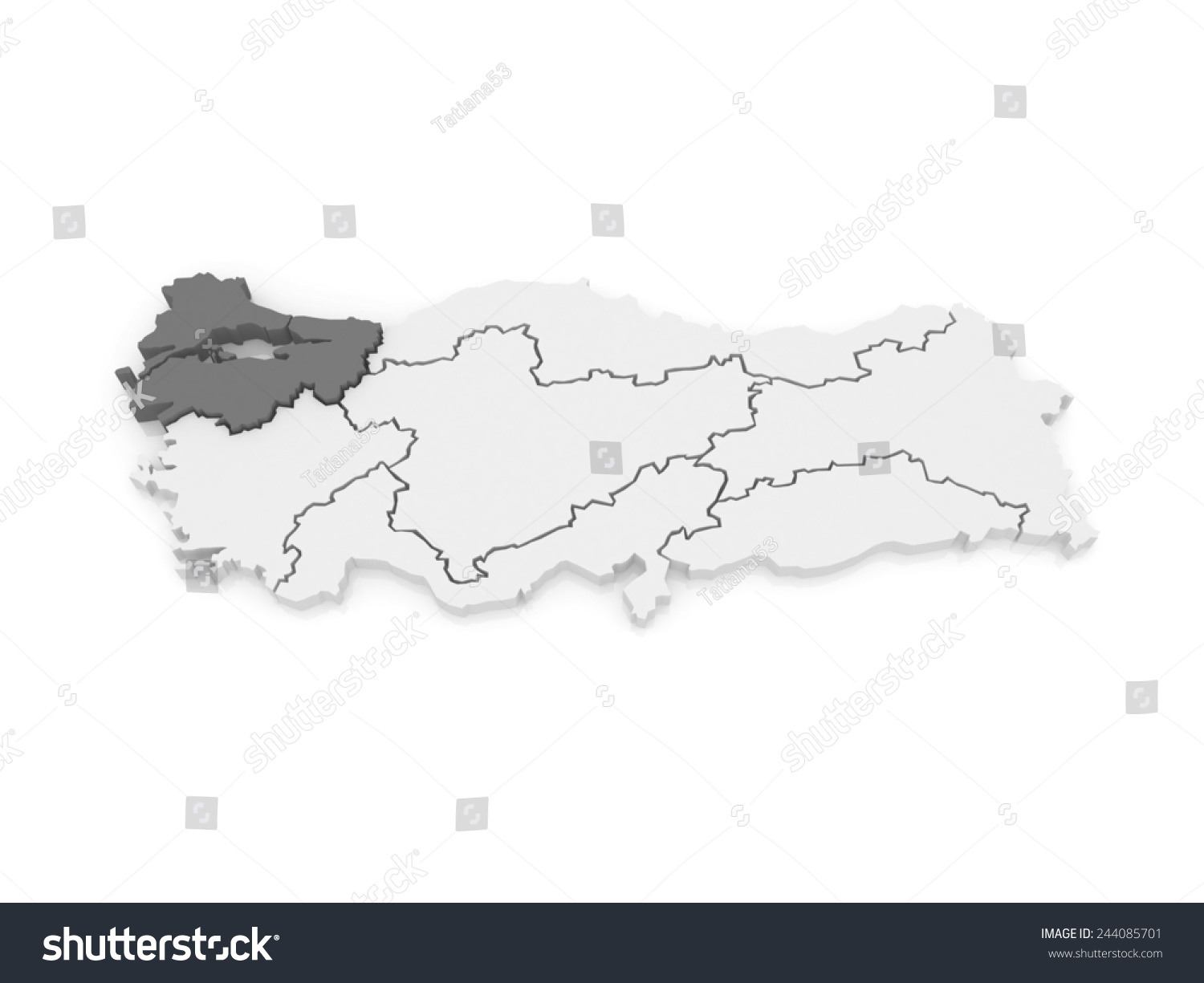 Map Of Marmara Region. Turkey. 3d - Royalty Free Stock Photo 244085701 ...