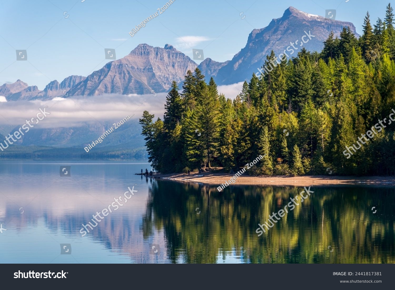 LAKE MCDONALD, MONTANAUSA - SEPTEMBER 20 : View of Lake McDonald in Montana on September 20, 2013. Unidentified people. #2441817381